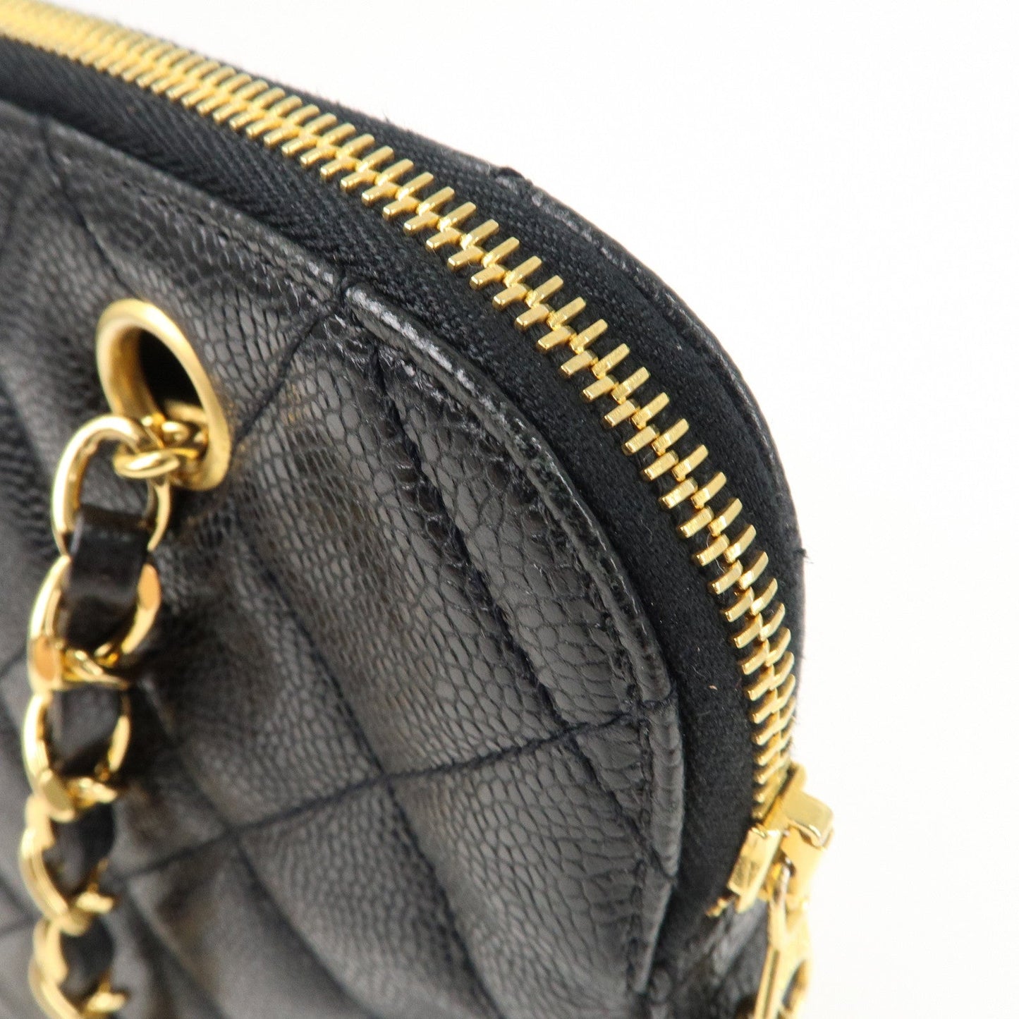 CHANEL Matelasse Caviar Skin Chain Tote Bag Shoulder Bag Black