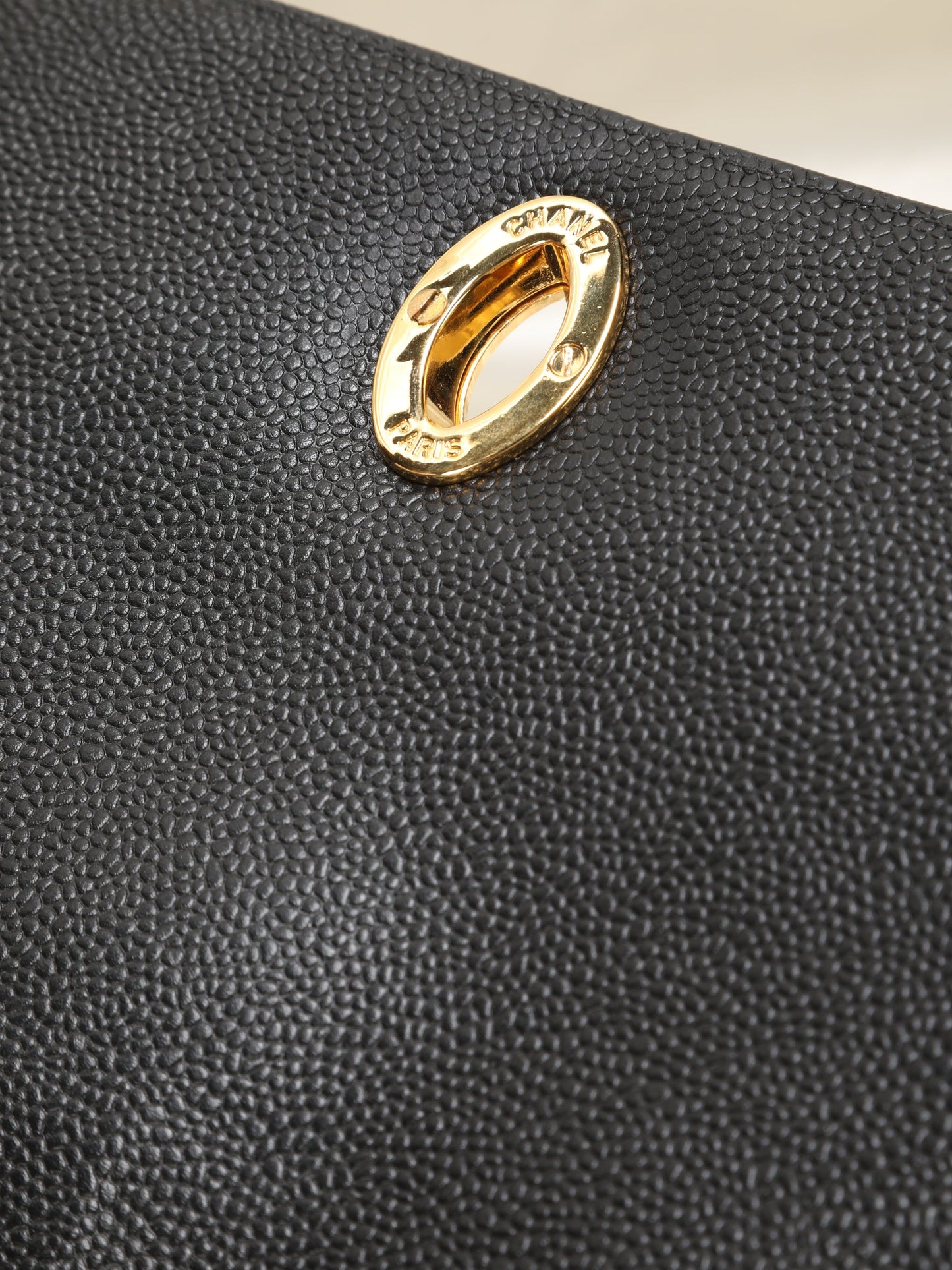 Extremely Rare Chanel XL Logo Caviar Turnlock Flap Bag