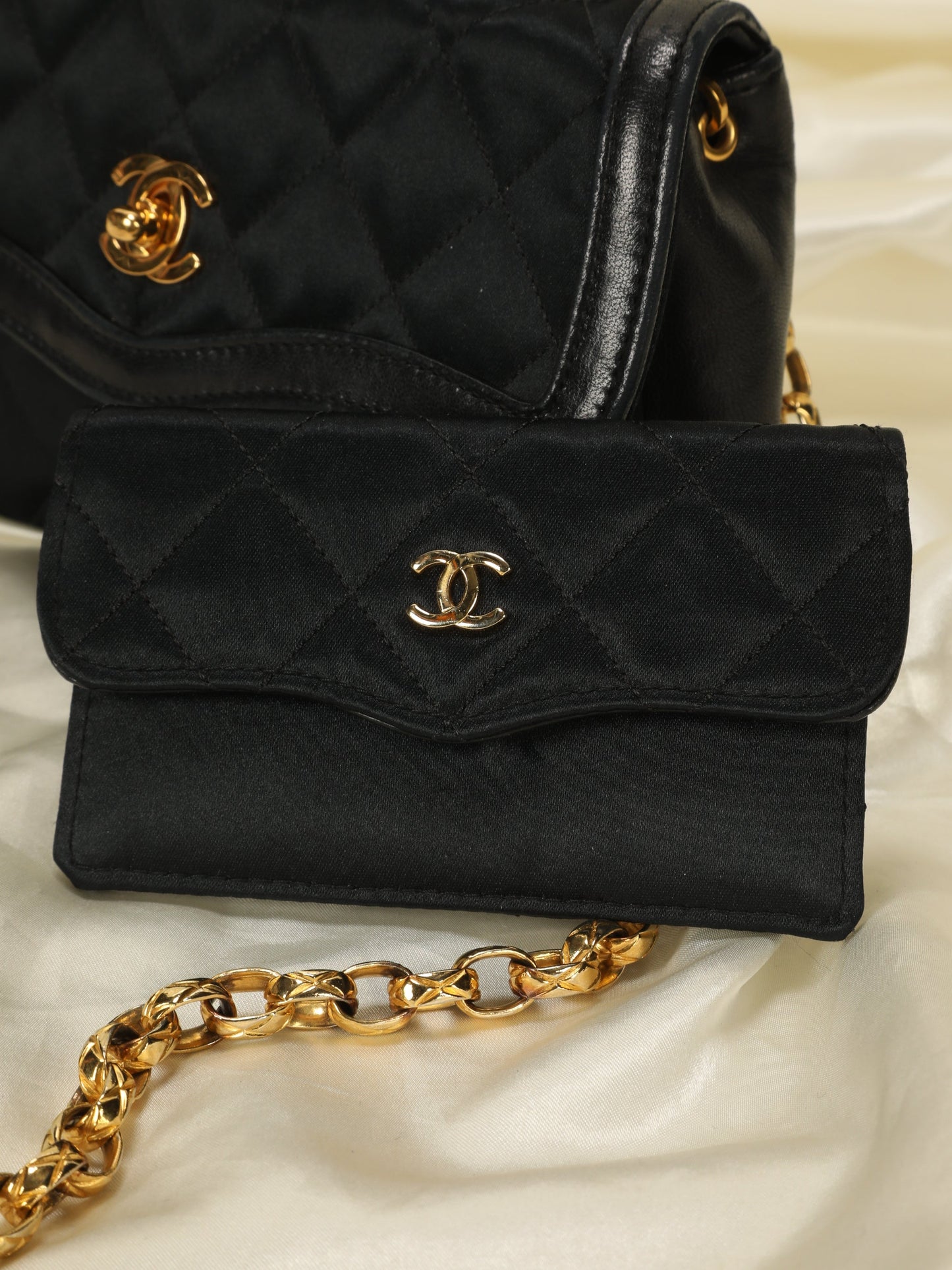 Extremely Rare Chanel Satin Bijoux Mini Bag & Wallet