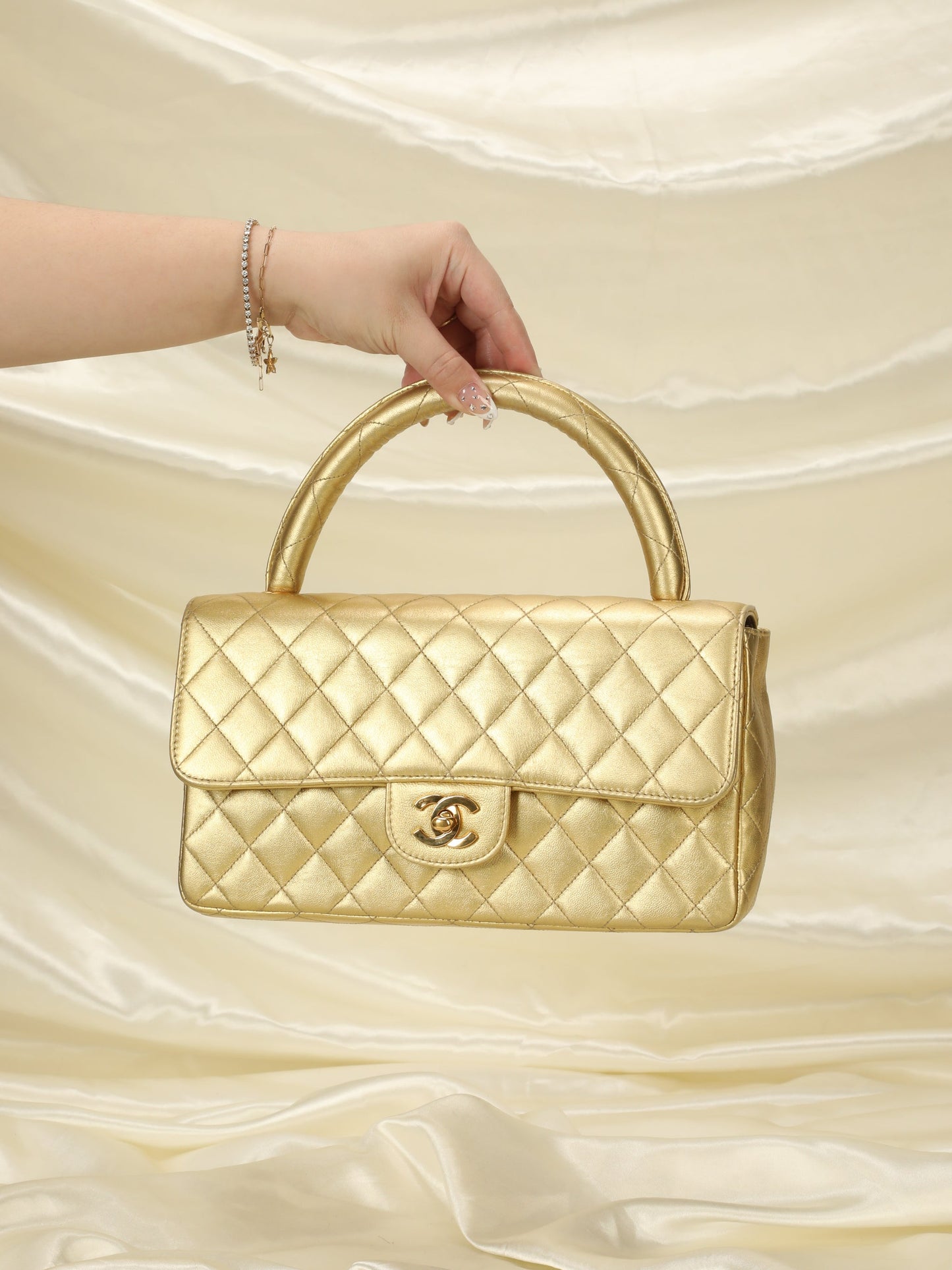 Extremely Rare Chanel Metallic Kelly Top Handle