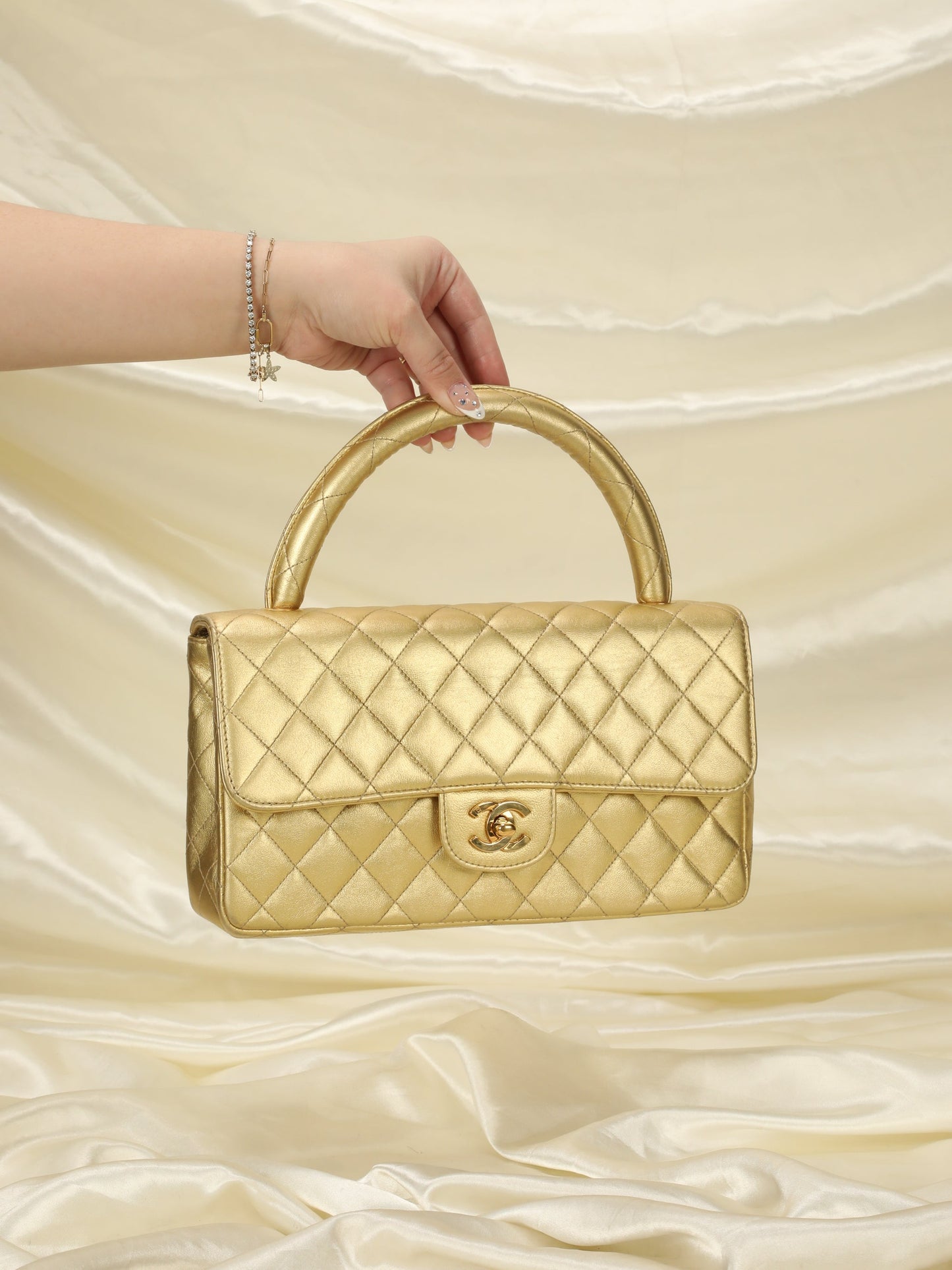 Extremely Rare Chanel Metallic Kelly Top Handle