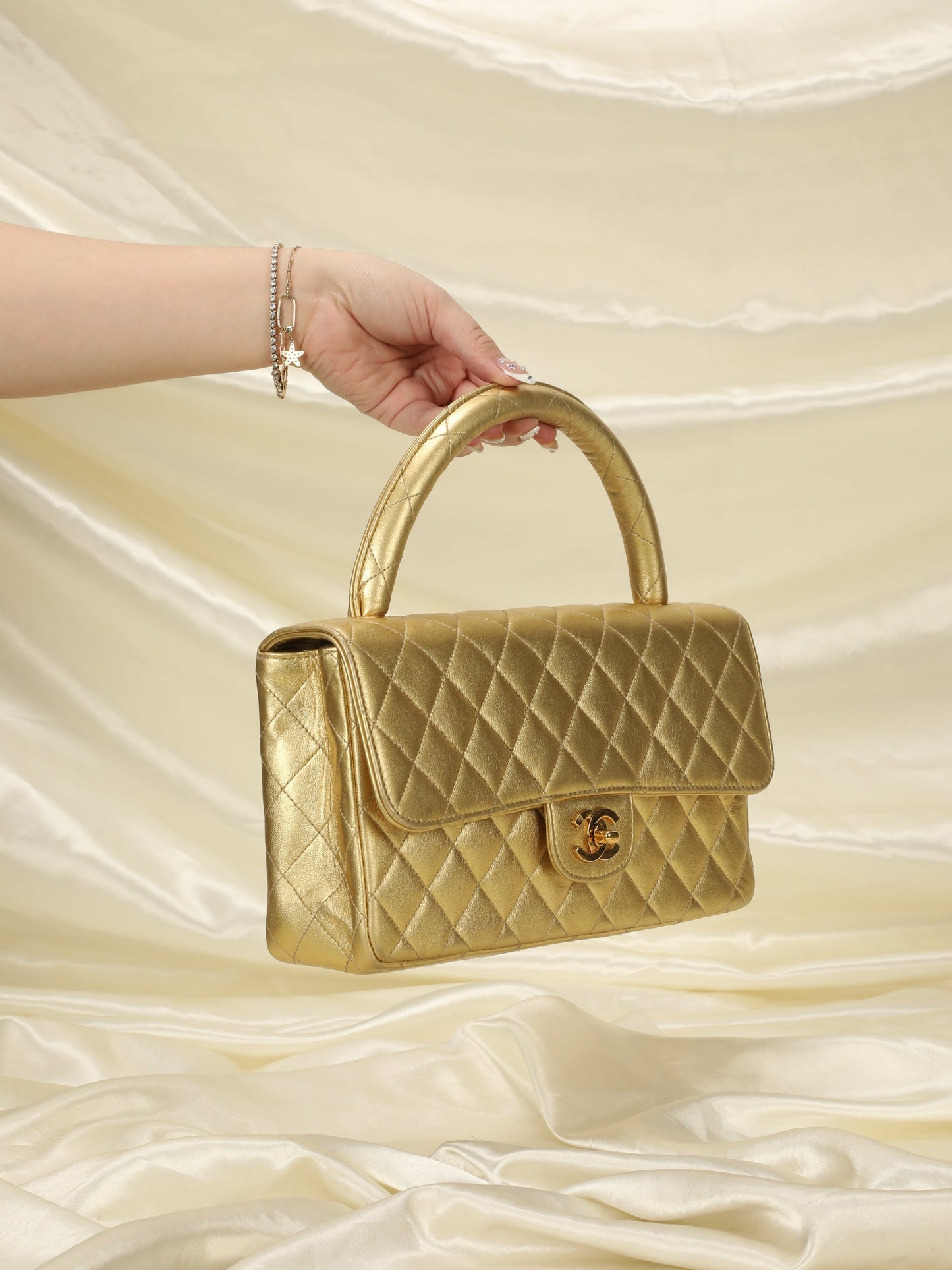 Extremely Rare Chanel Metallic Kelly Top Handle