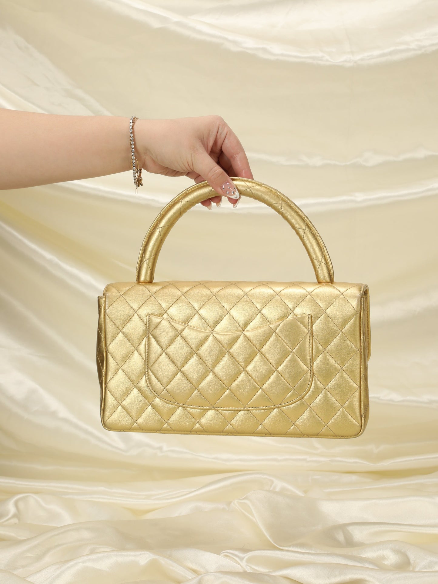 Extremely Rare Chanel Metallic Kelly Top Handle