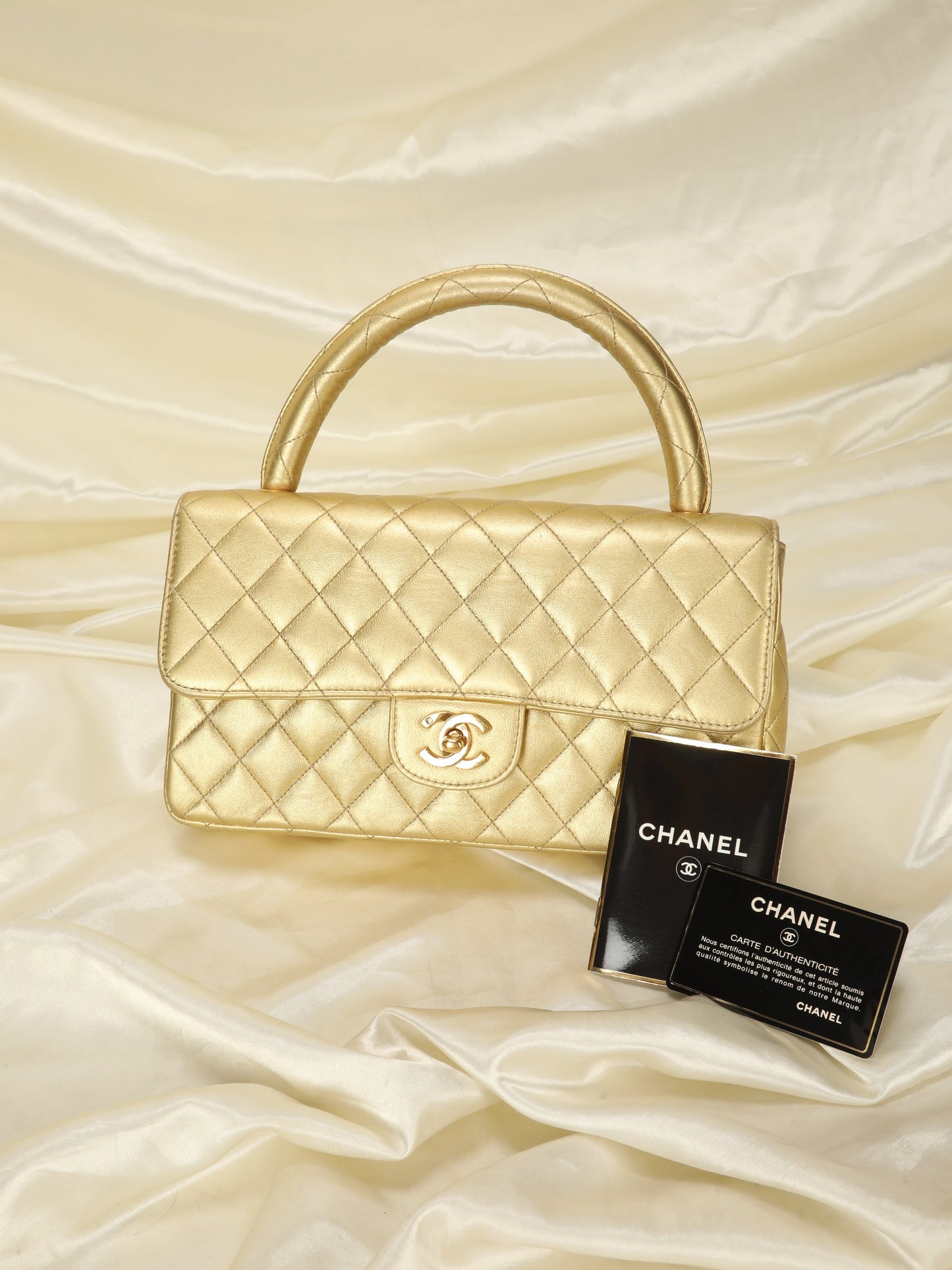 Extremely Rare Chanel Metallic Kelly Top Handle