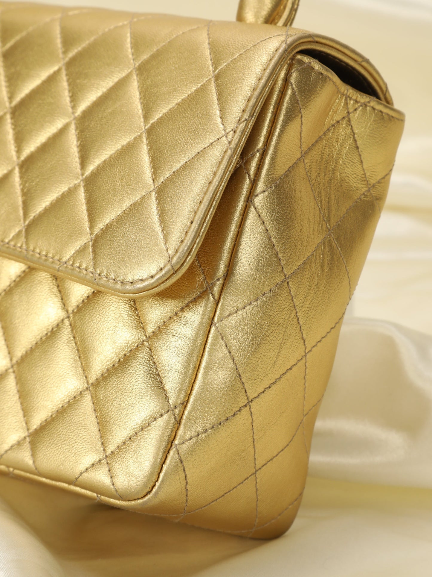 Extremely Rare Chanel Metallic Kelly Top Handle