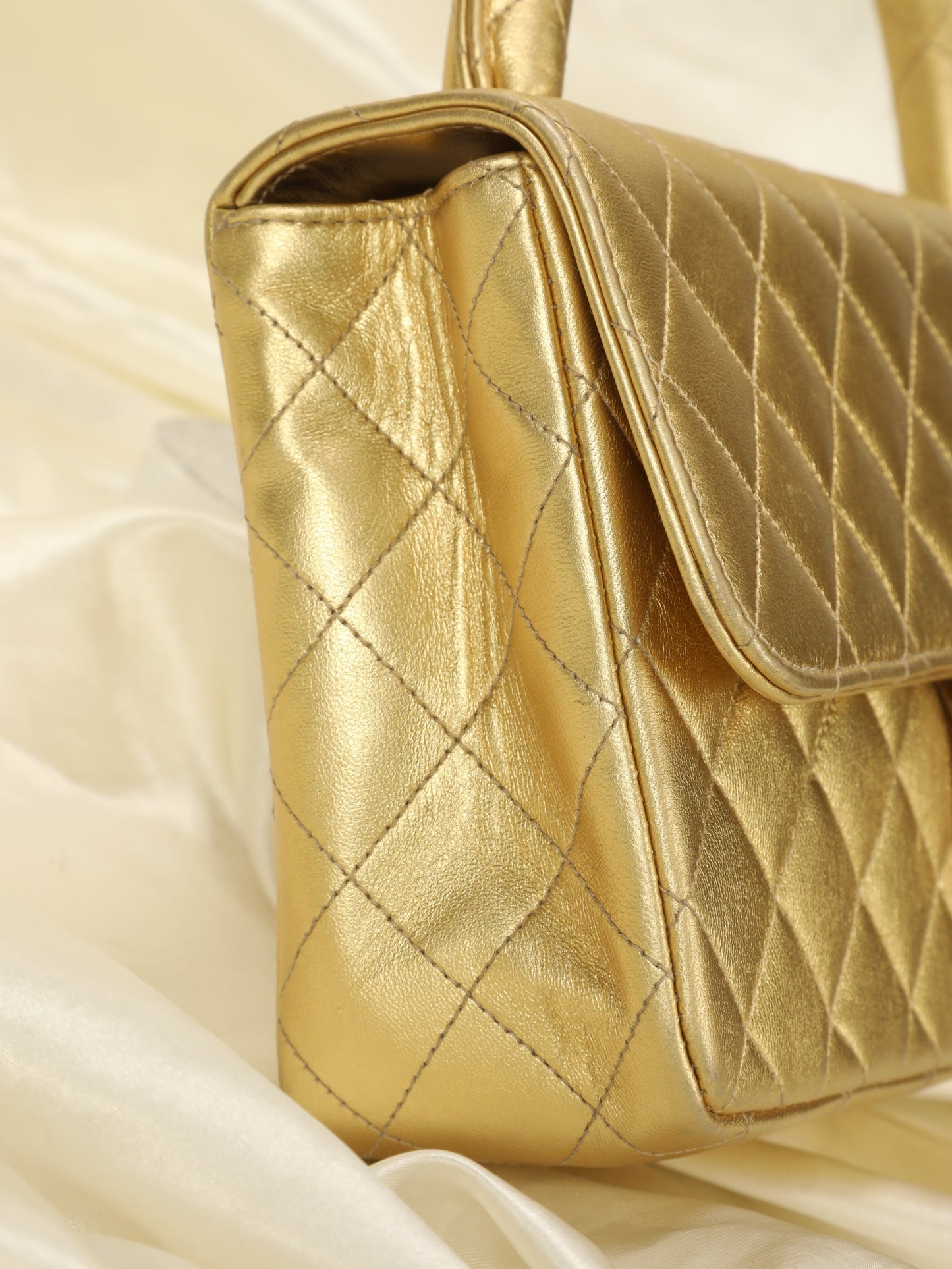 Extremely Rare Chanel Metallic Kelly Top Handle