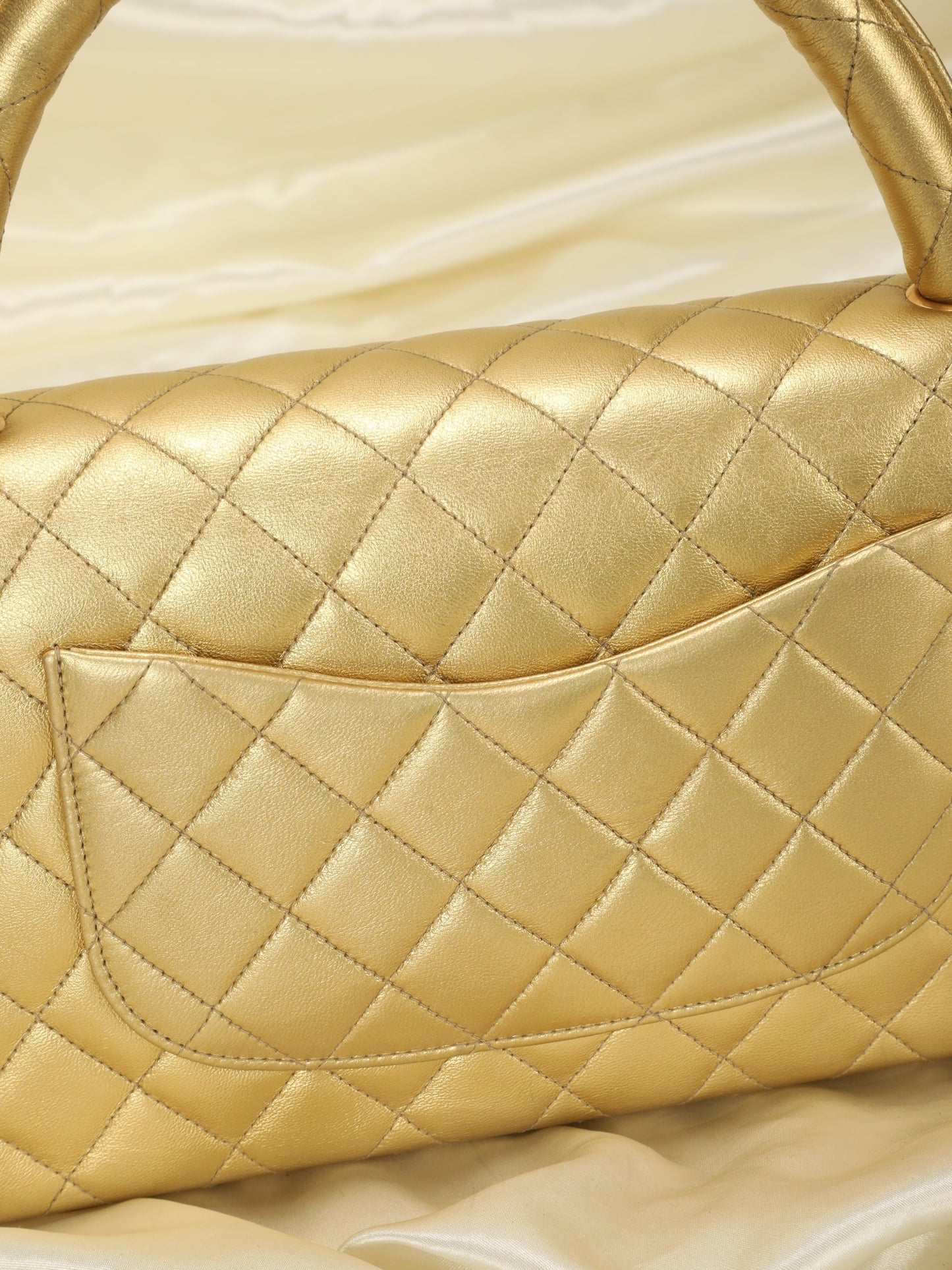 Extremely Rare Chanel Metallic Kelly Top Handle