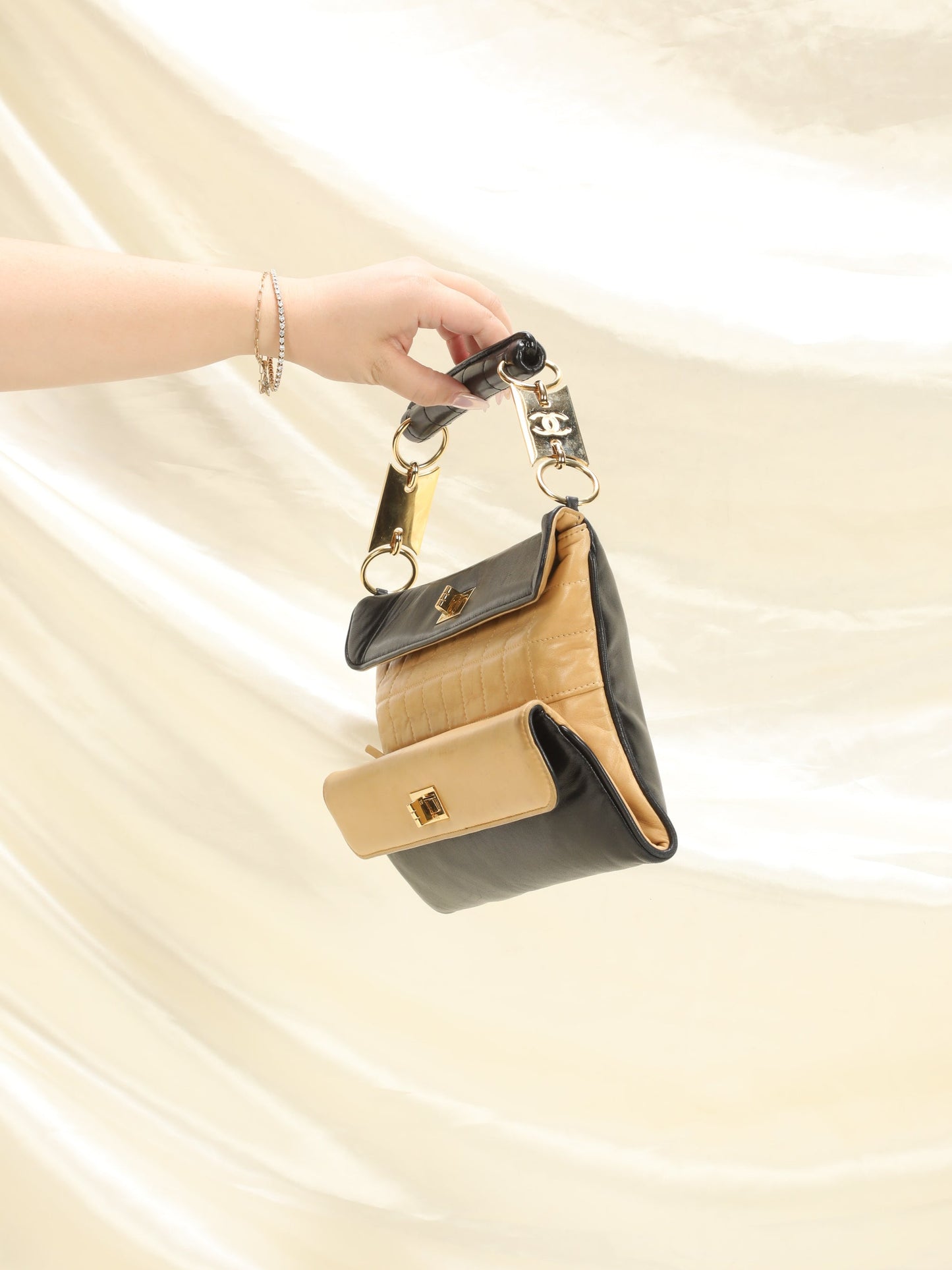 Extremely Rare Chanel Lambskin Double Turnlock Bag