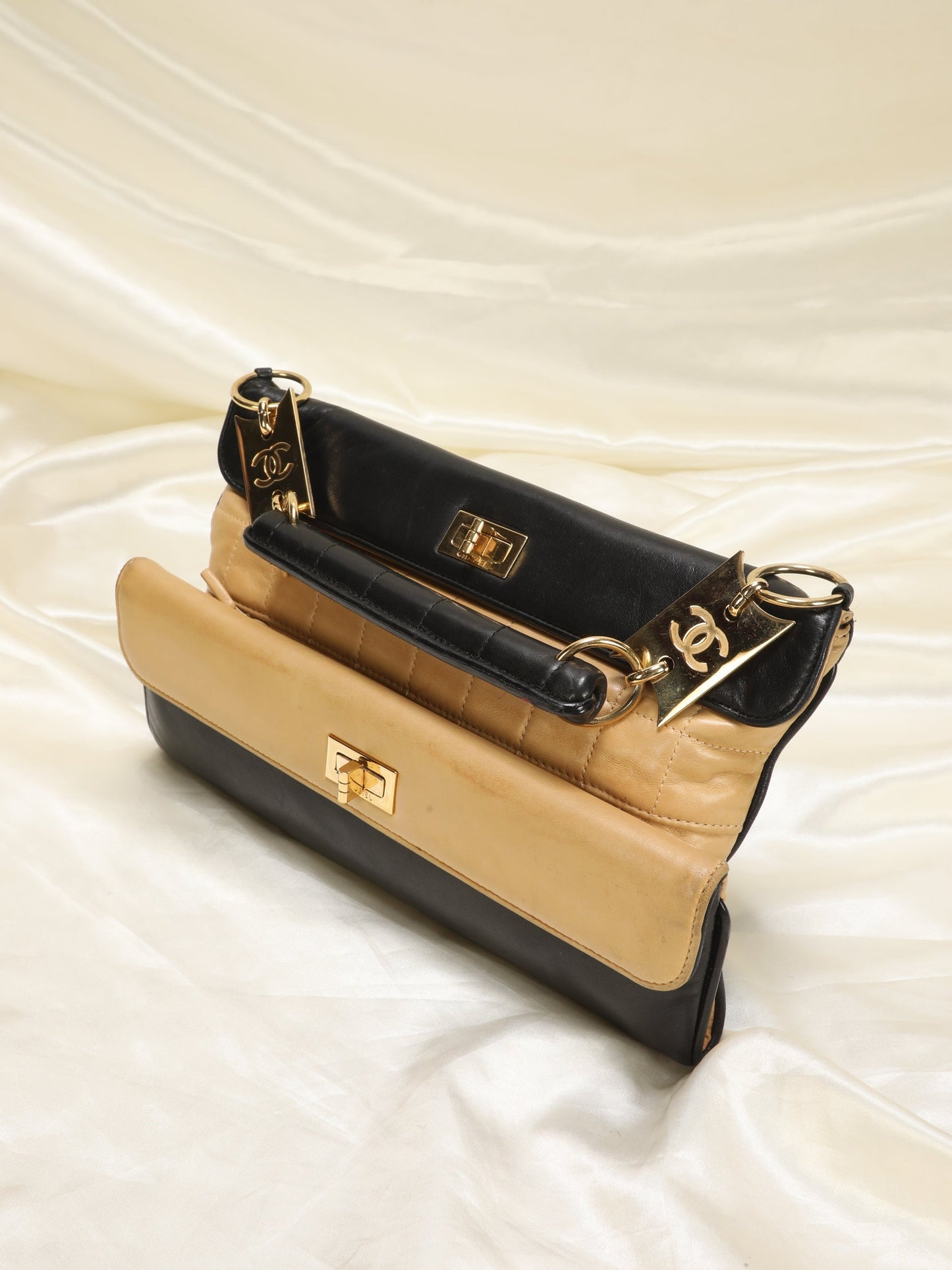 Extremely Rare Chanel Lambskin Double Turnlock Bag