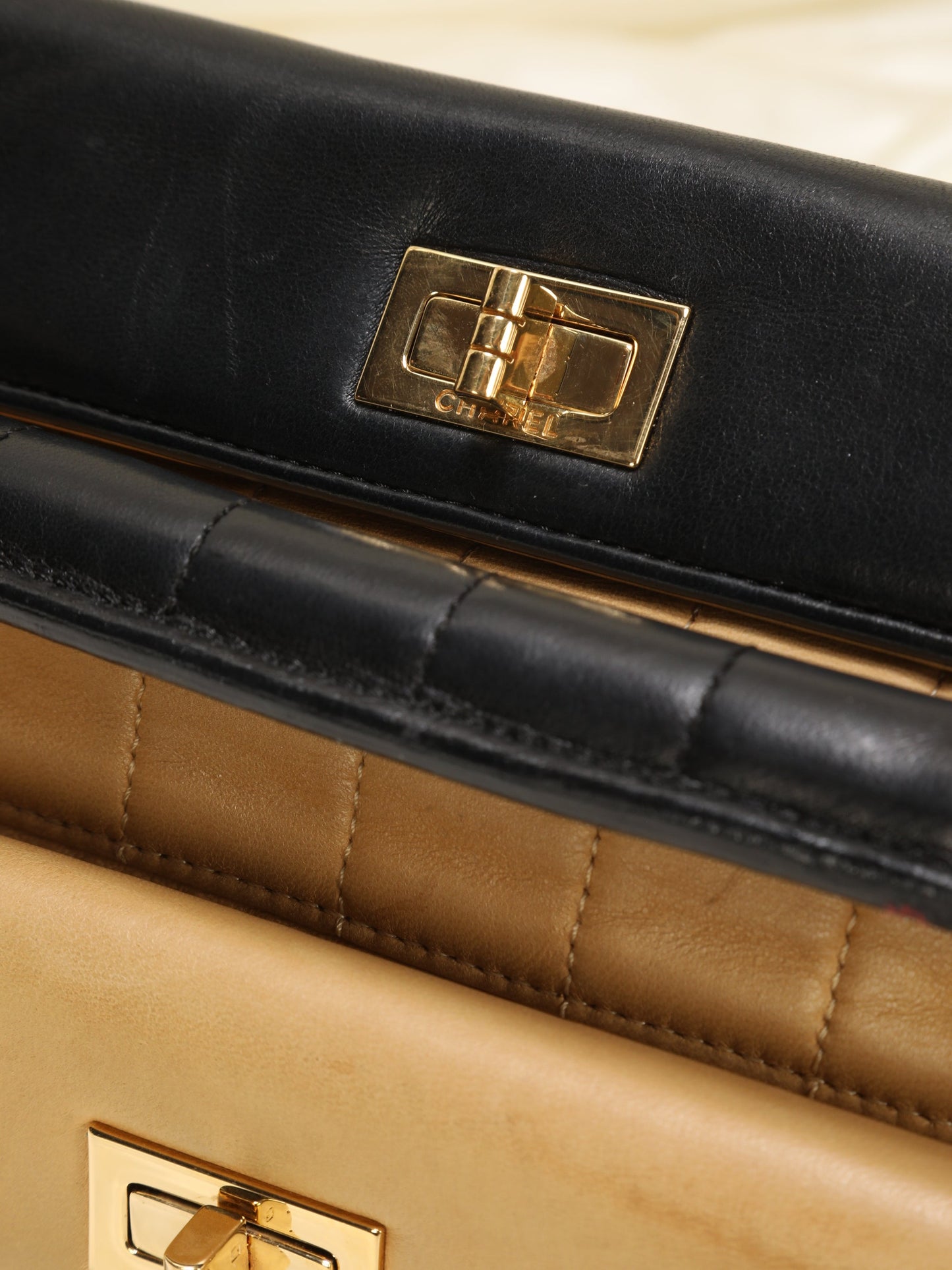 Extremely Rare Chanel Lambskin Double Turnlock Bag