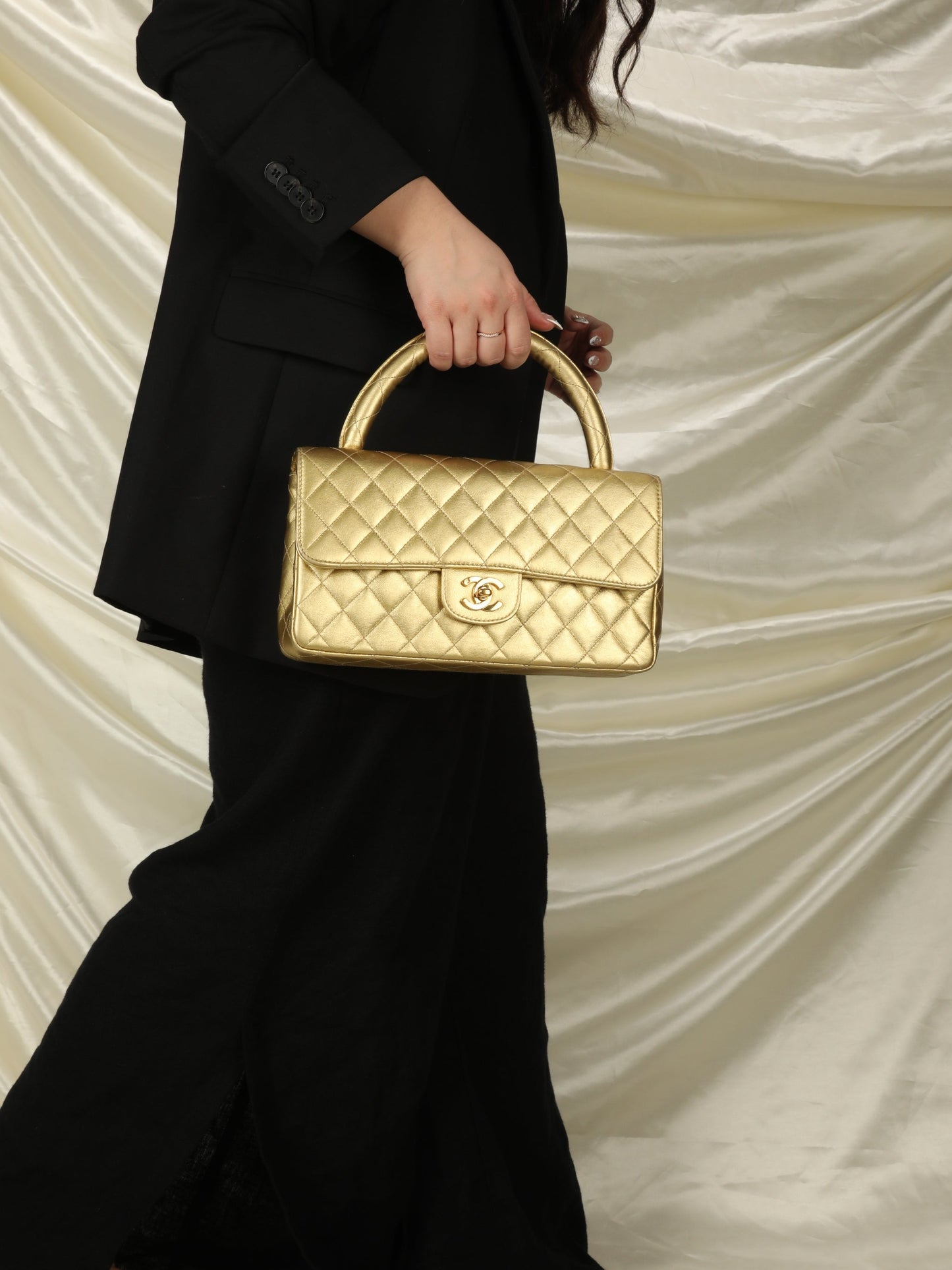 Extremely Rare Chanel Metallic Kelly Top Handle