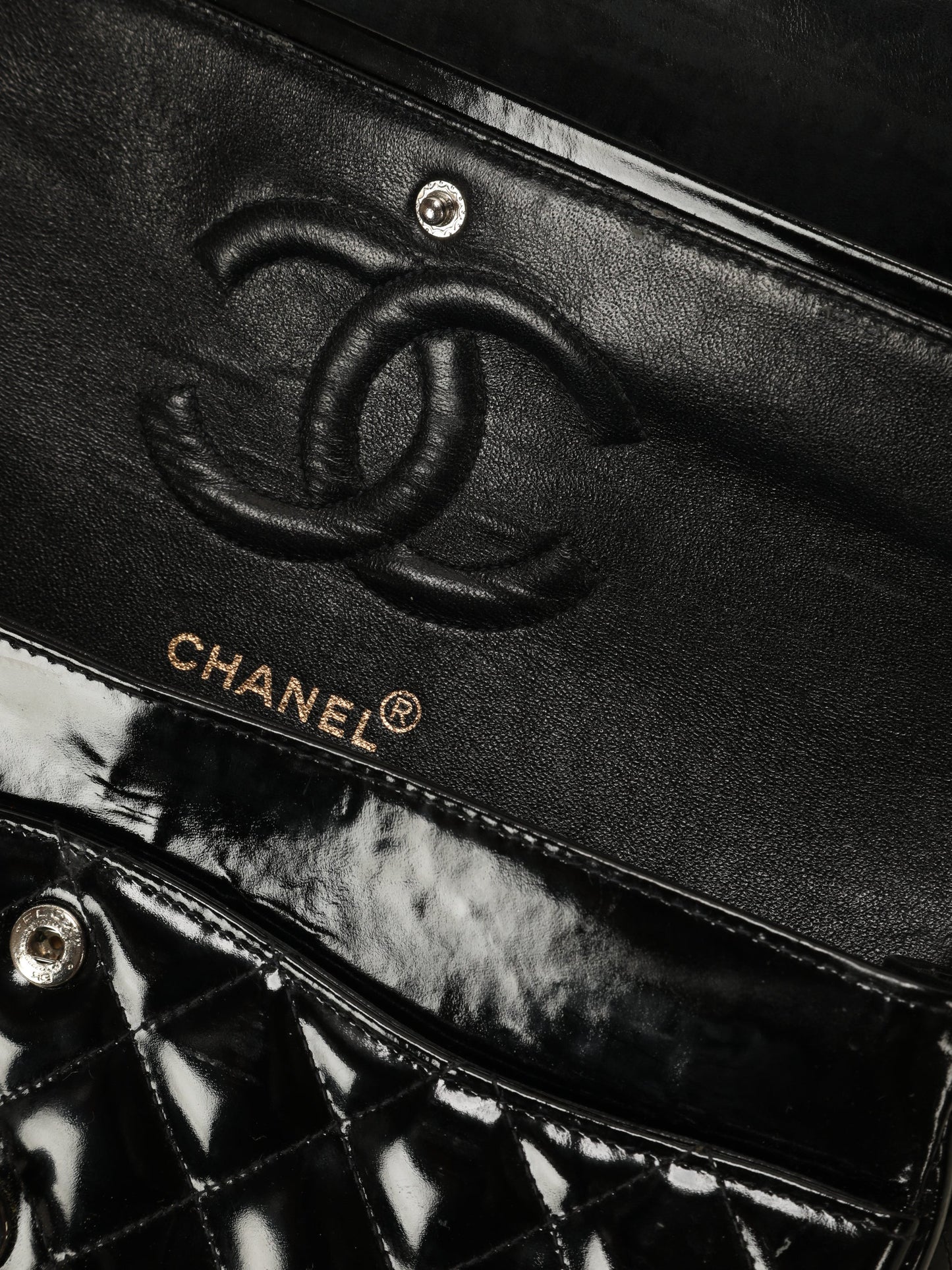 Extremely Rare Chanel Patent All Black Flap Bag