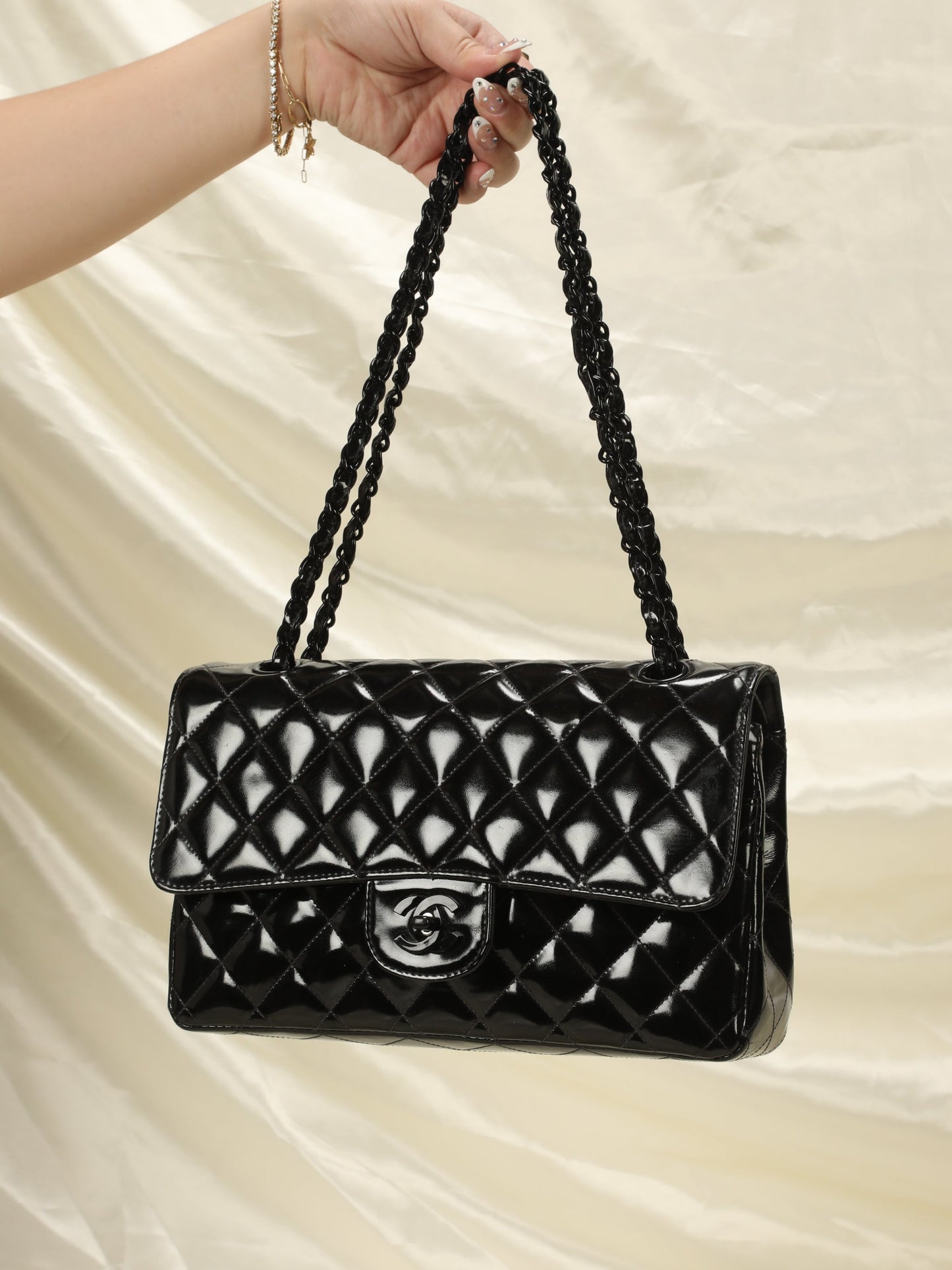 Extremely Rare Chanel Patent All Black Flap Bag