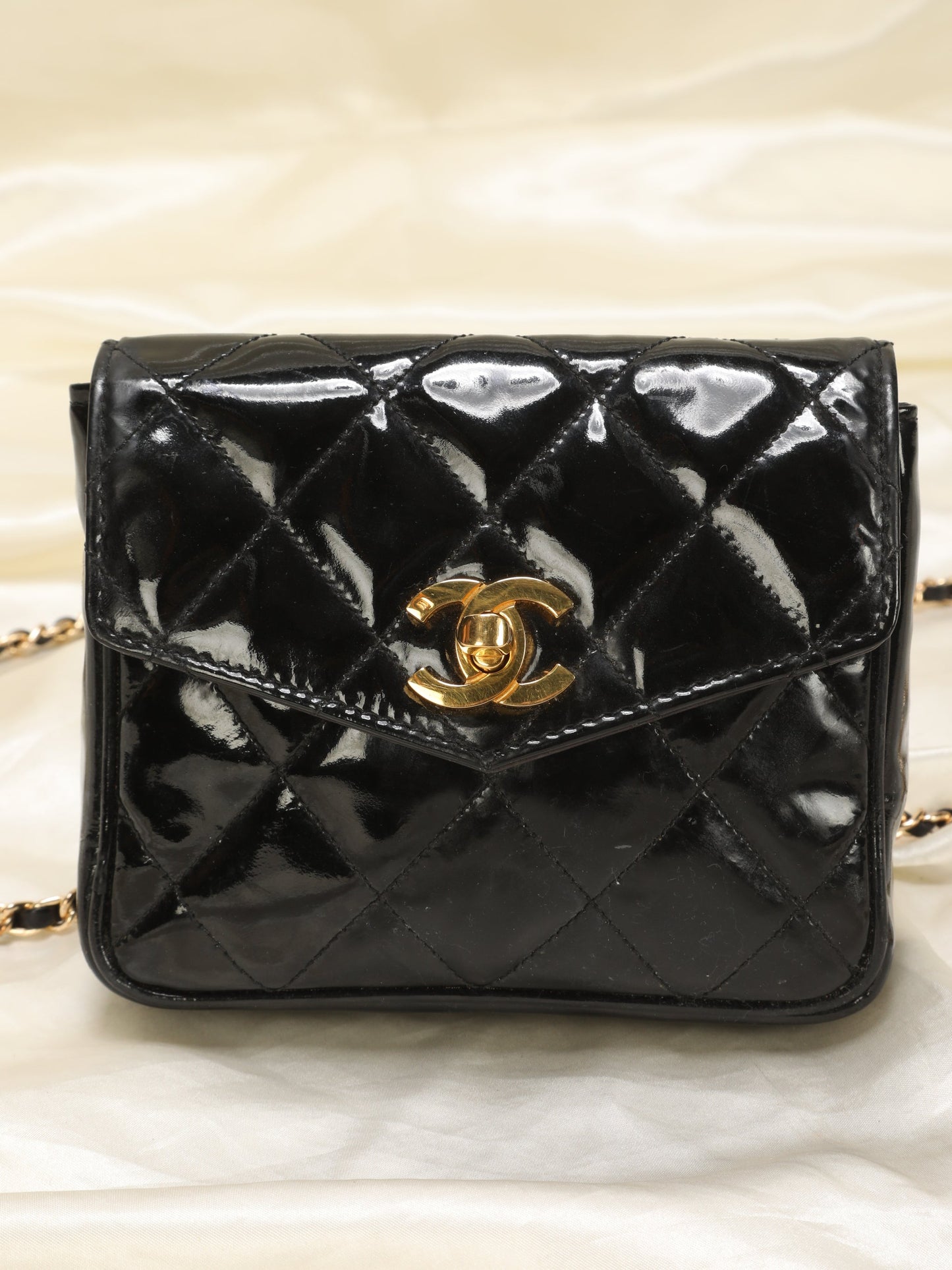 Chanel Patent Turnlock Belt Bag