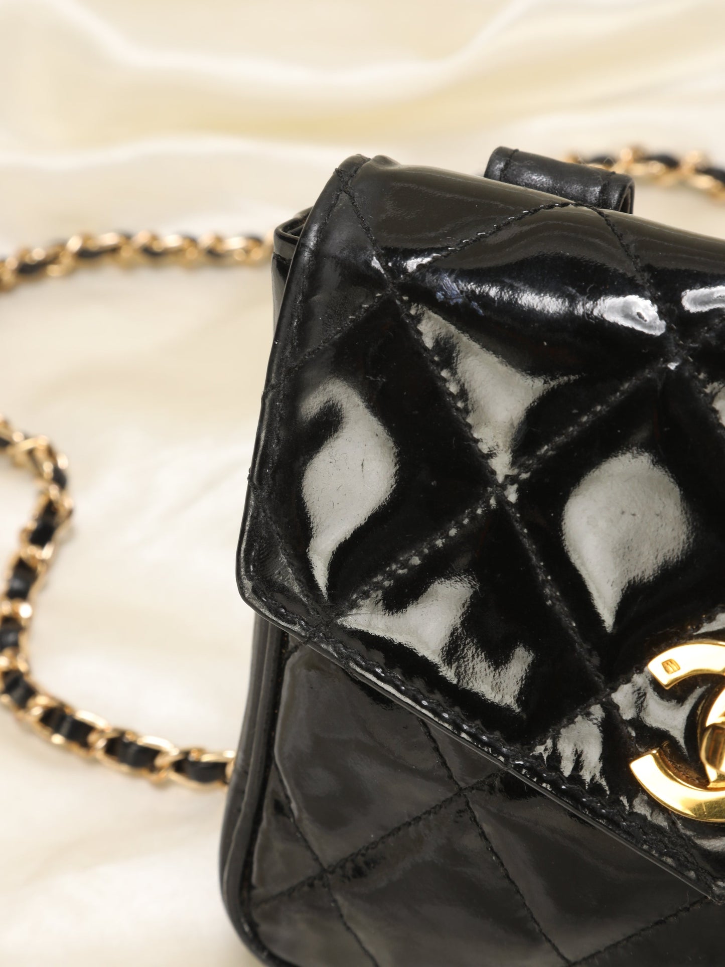 Chanel Patent Turnlock Belt Bag