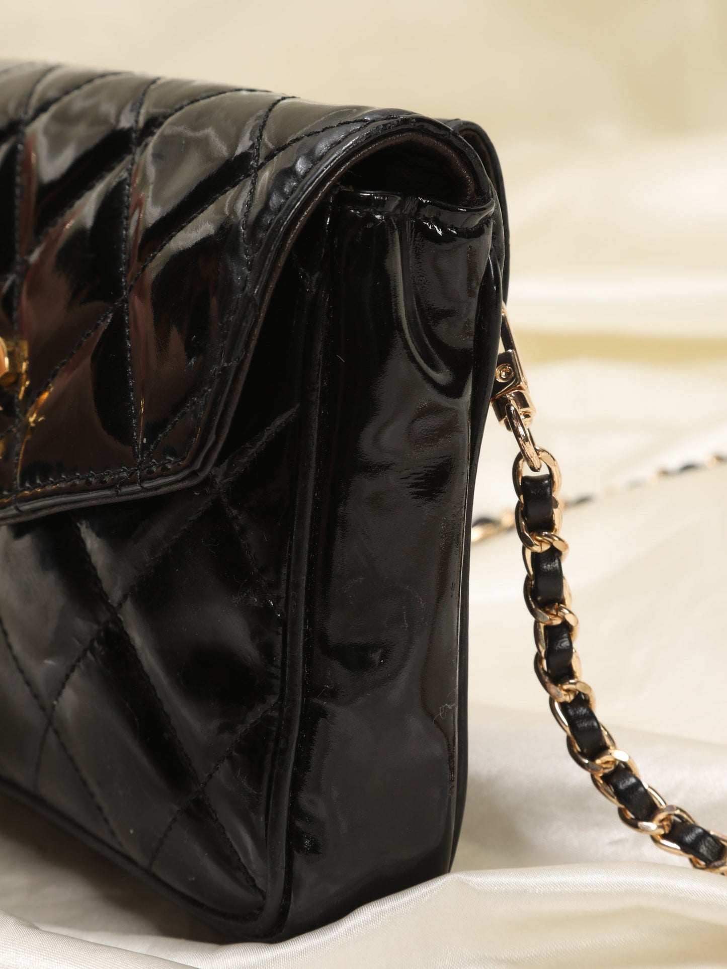 Chanel Patent Turnlock Belt Bag