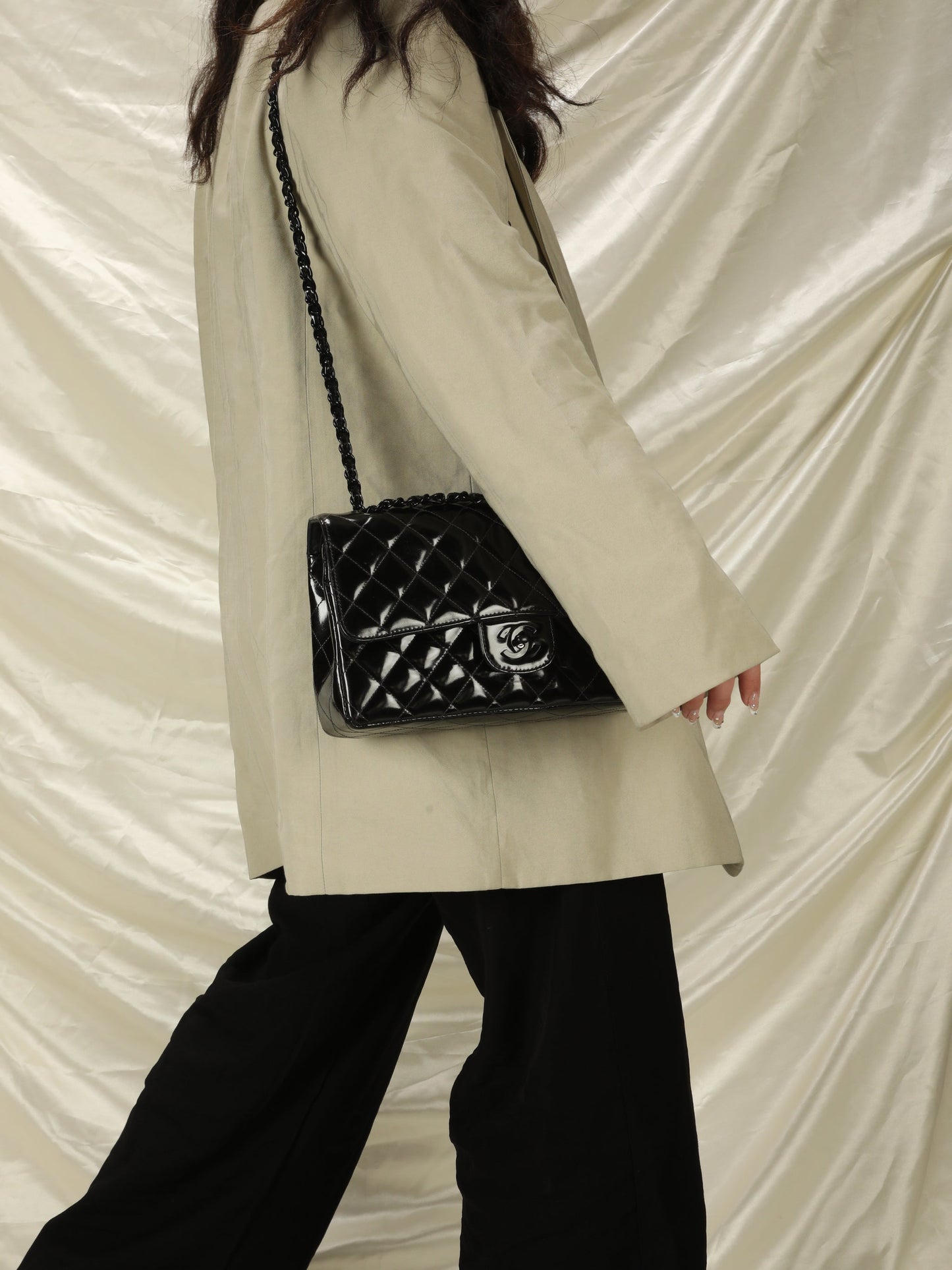 Extremely Rare Chanel Patent All Black Flap Bag