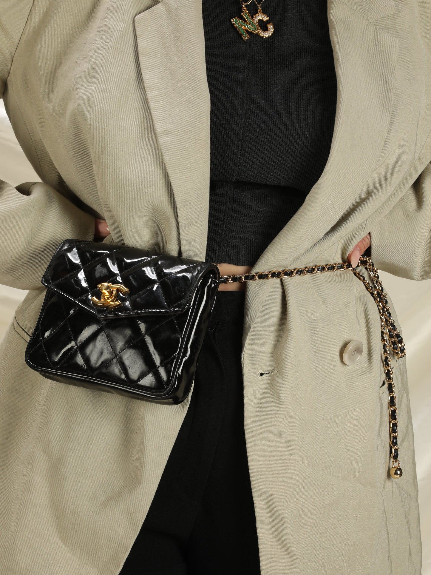 Chanel Patent Turnlock Belt Bag