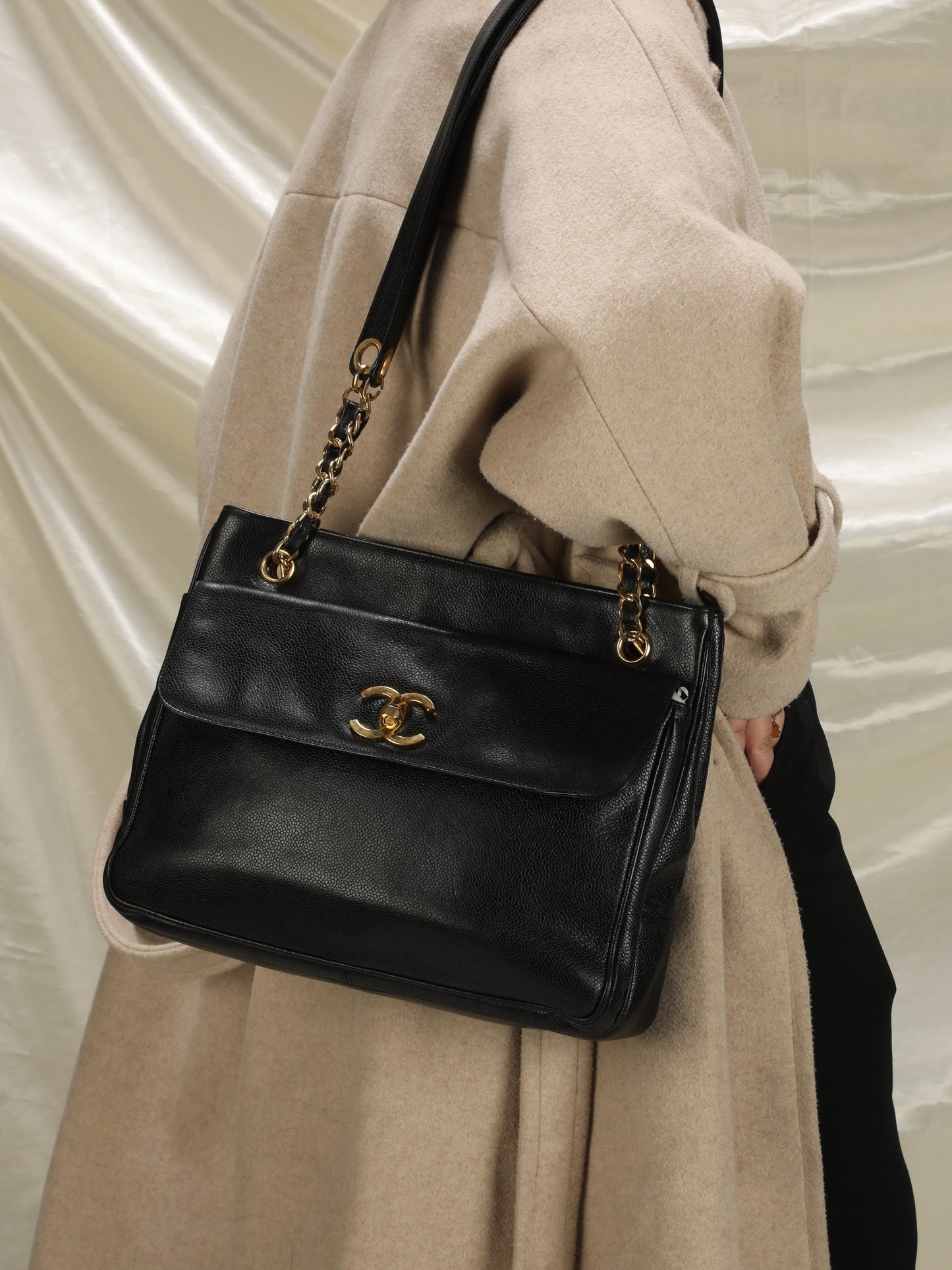 Chanel Turnlock Caviar Double-Sided Tote