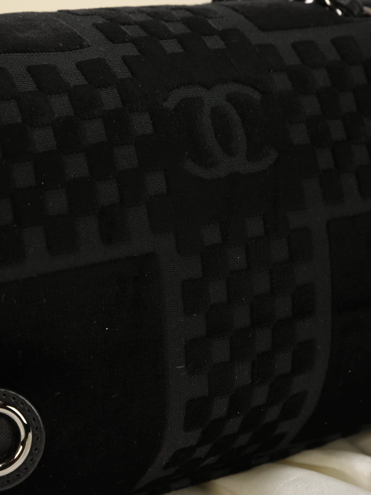 Chanel Velvet Checkered Chain Flap Bag