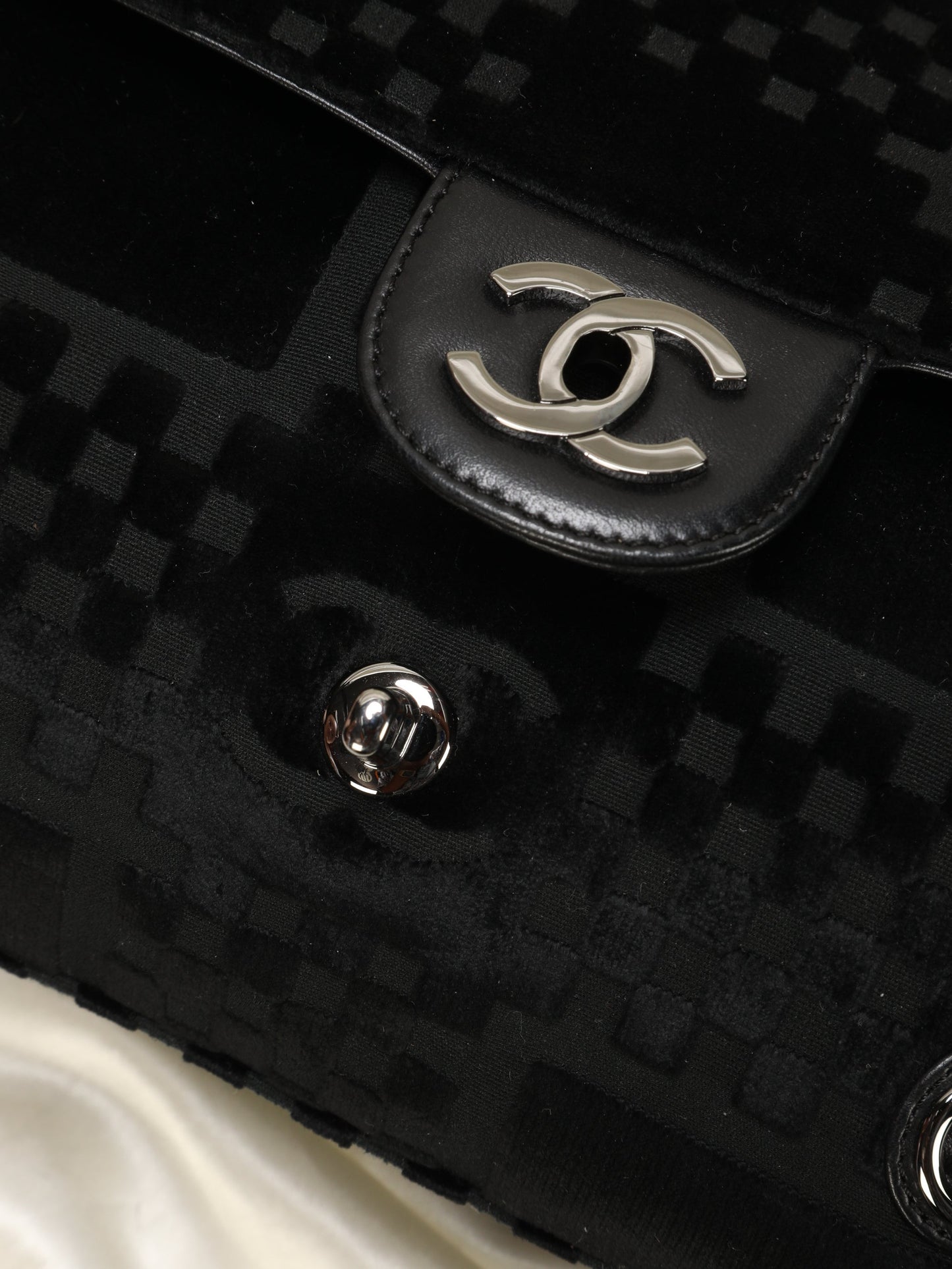 Chanel Velvet Checkered Chain Flap Bag