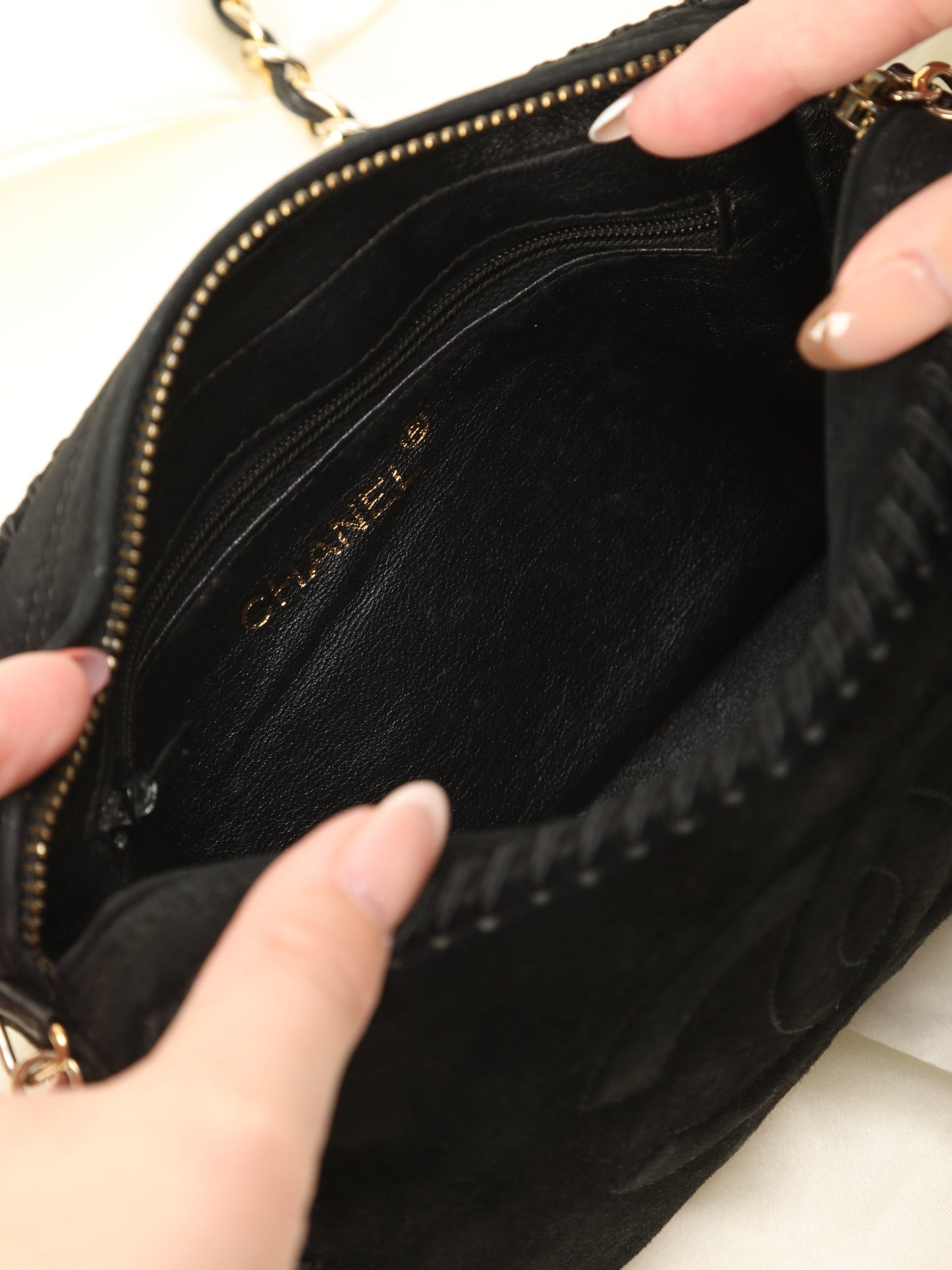 Chanel Suede Whipstitch Camera Bag