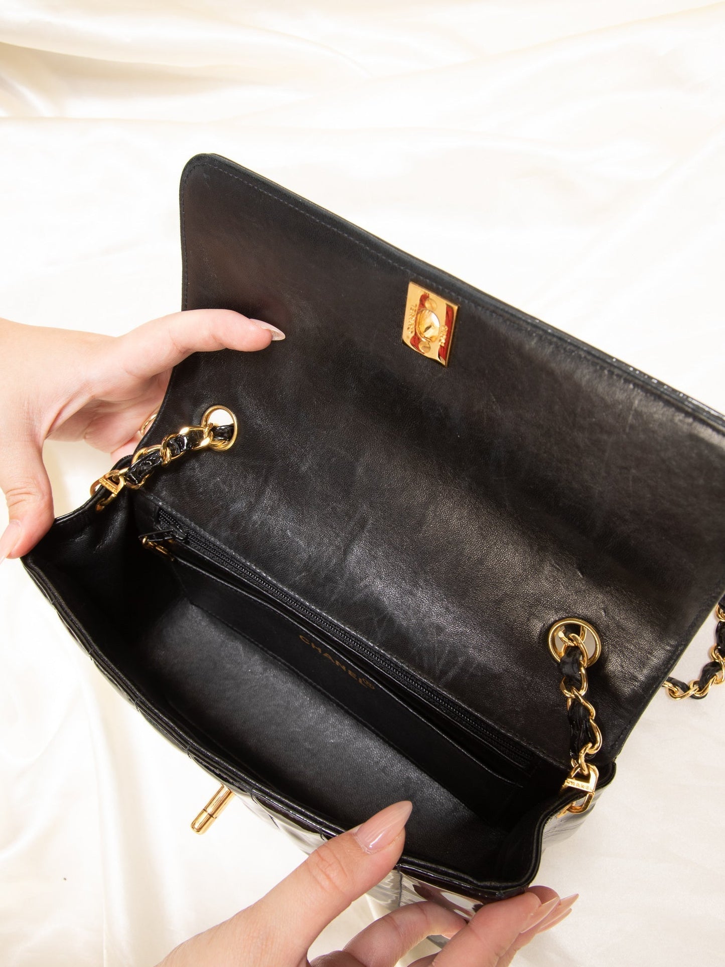Chanel Patent Vertical Flap Bag