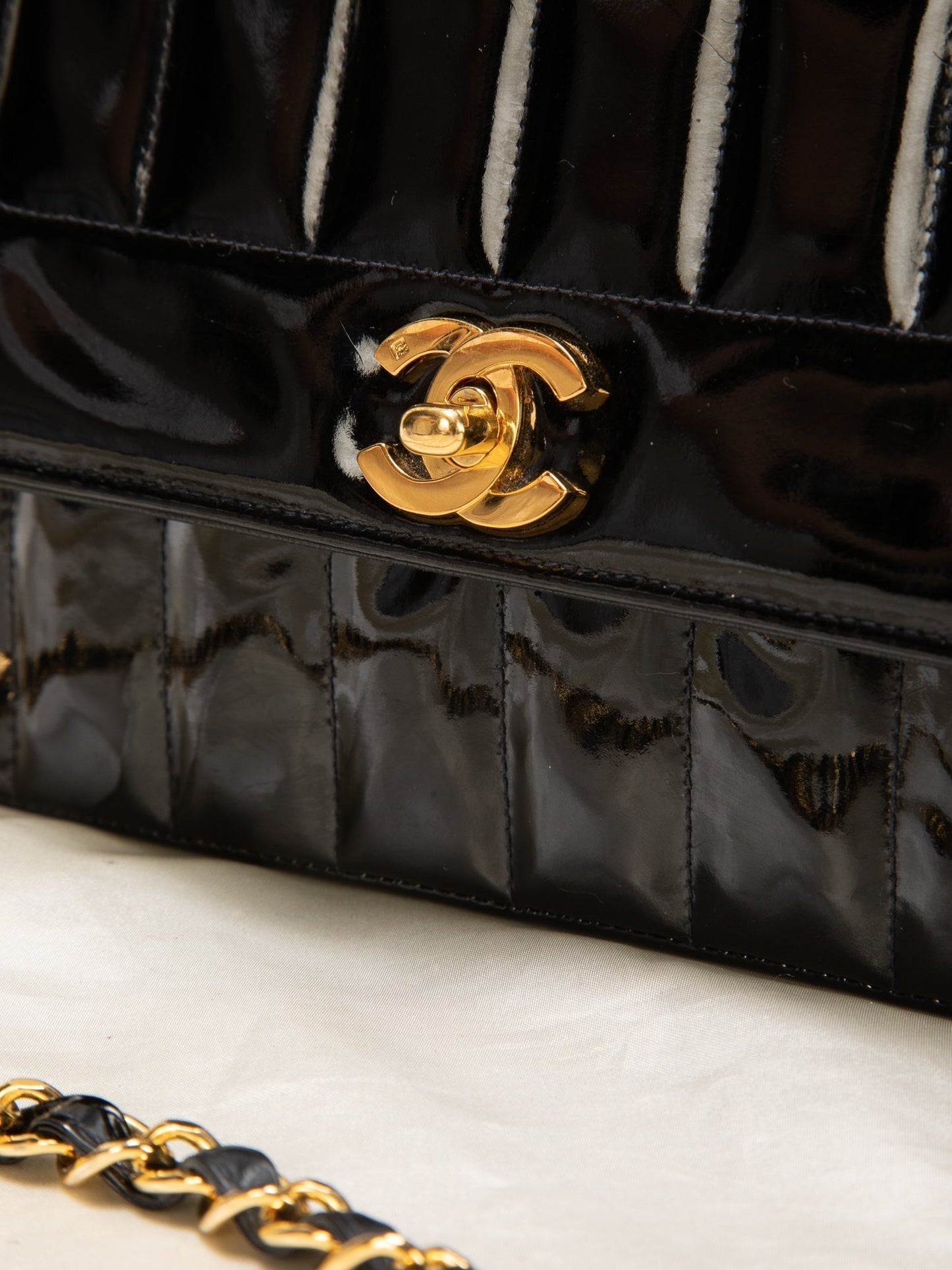 Chanel Patent Vertical Flap Bag