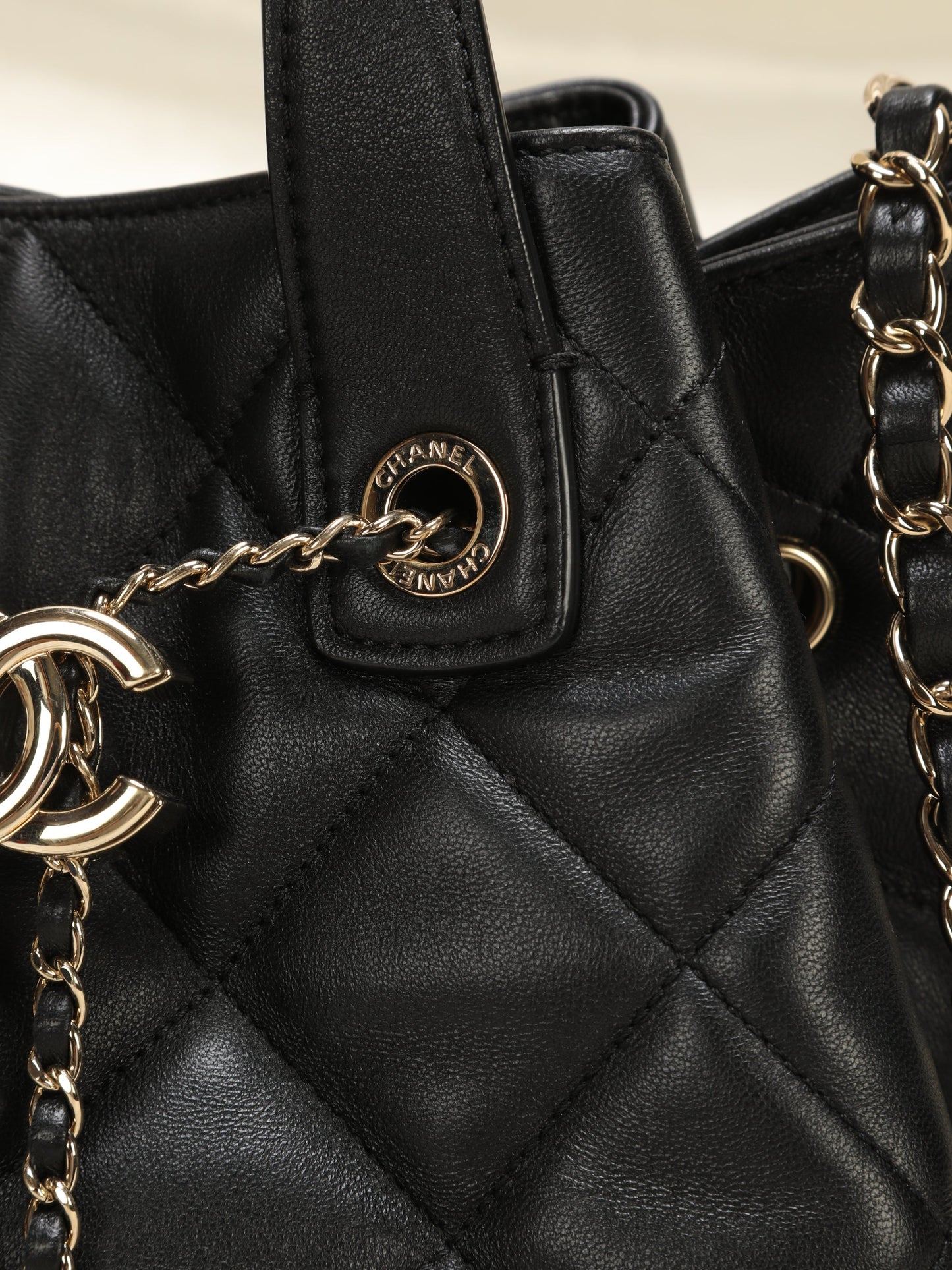 Chanel 2019 Lambskin Bucket Chain Bag