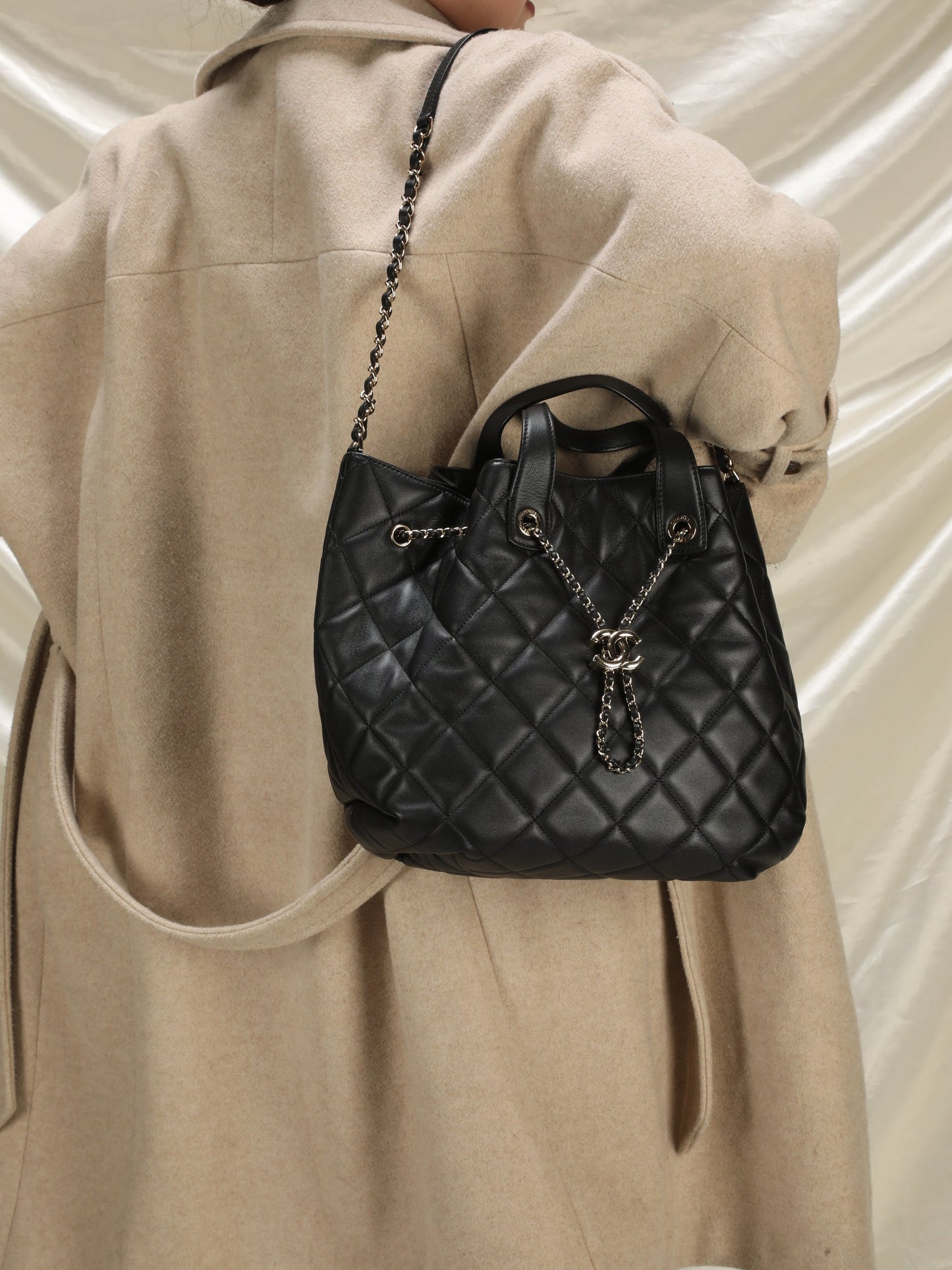 Chanel 2019 Lambskin Bucket Chain Bag