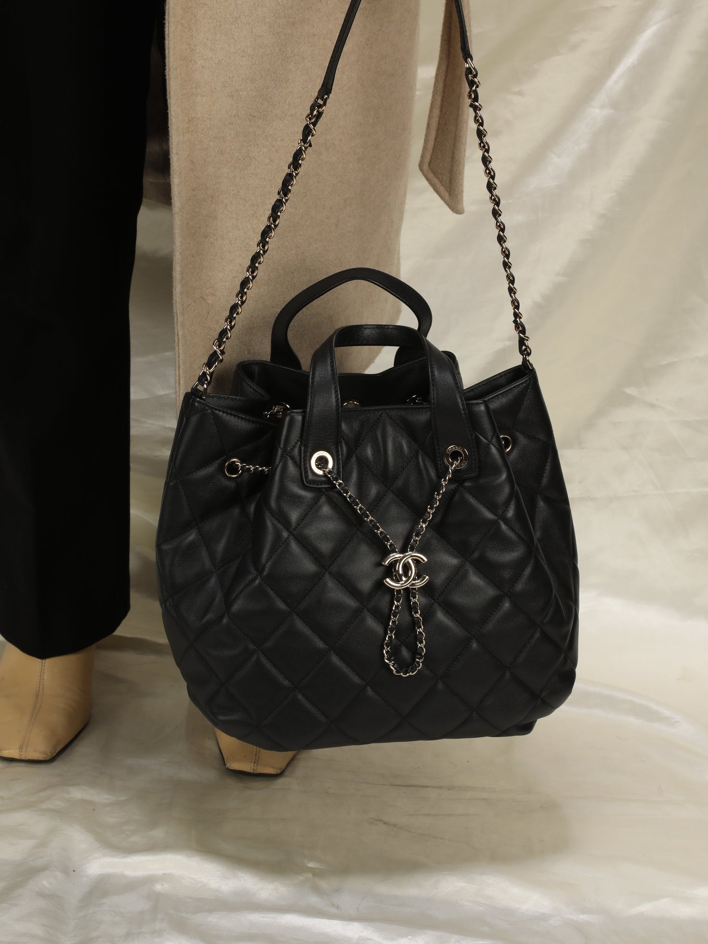 Chanel 2019 Lambskin Bucket Chain Bag