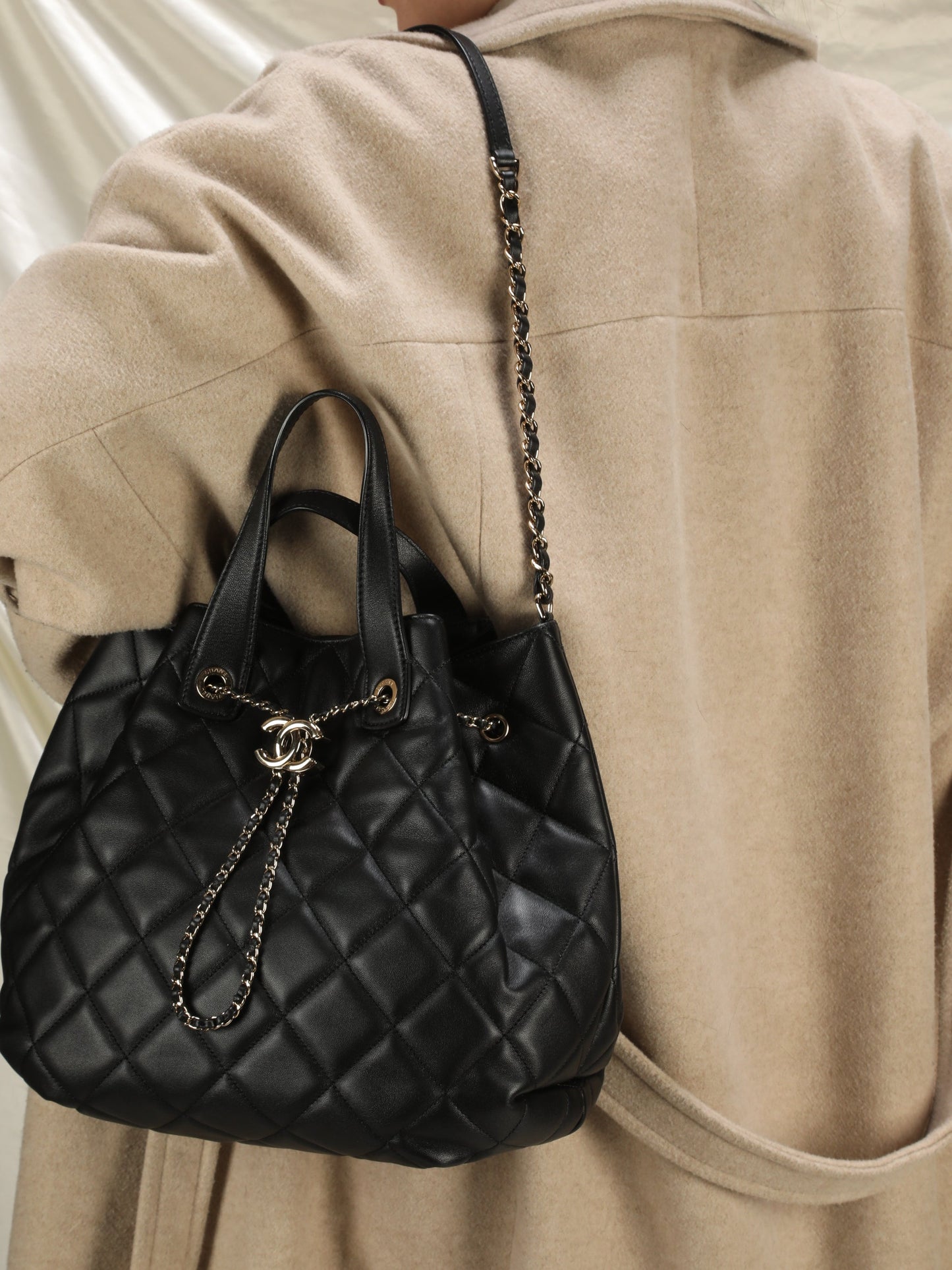 Chanel 2019 Lambskin Bucket Chain Bag