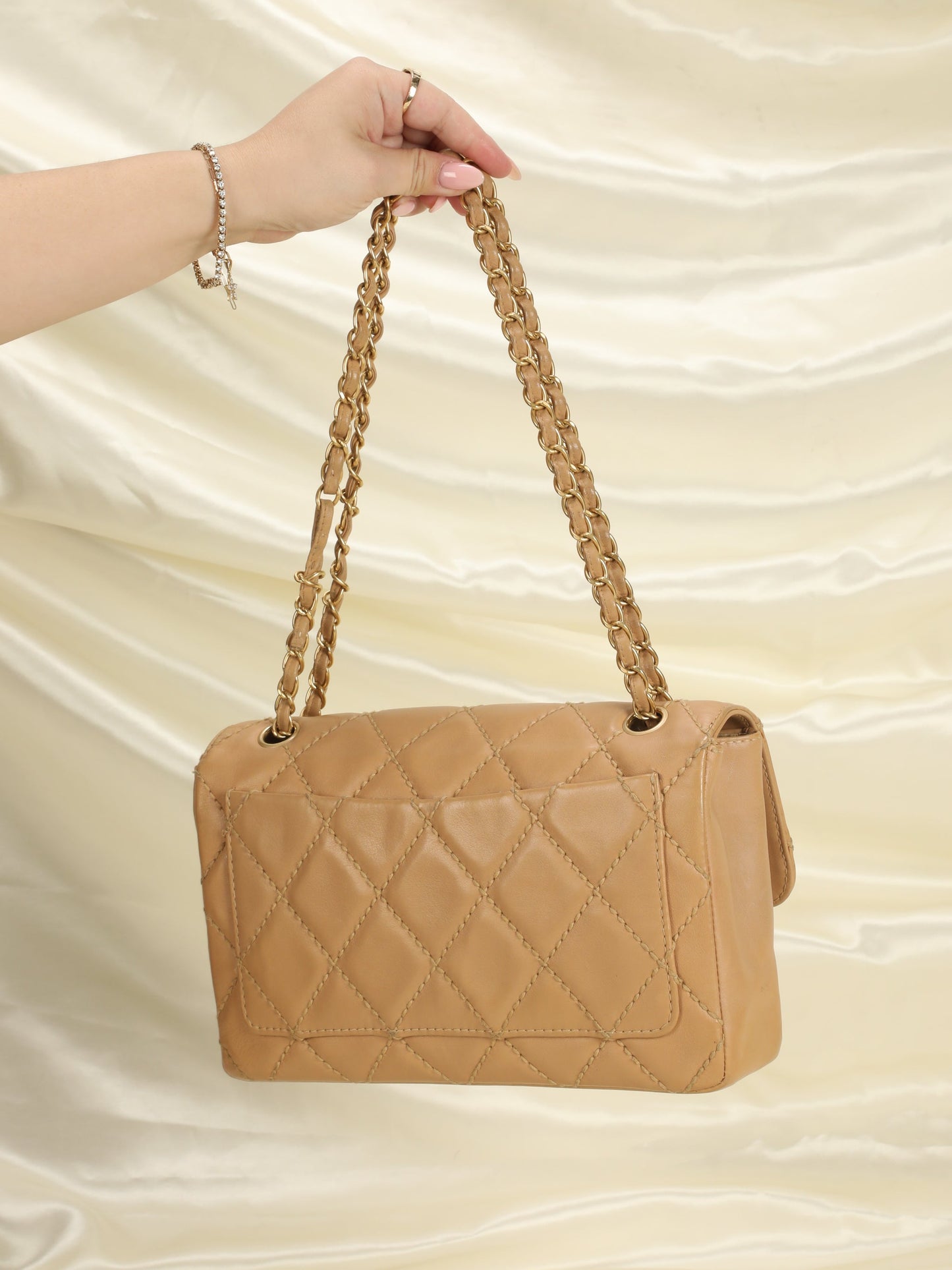 Chanel Beige Stitch Flap Bag