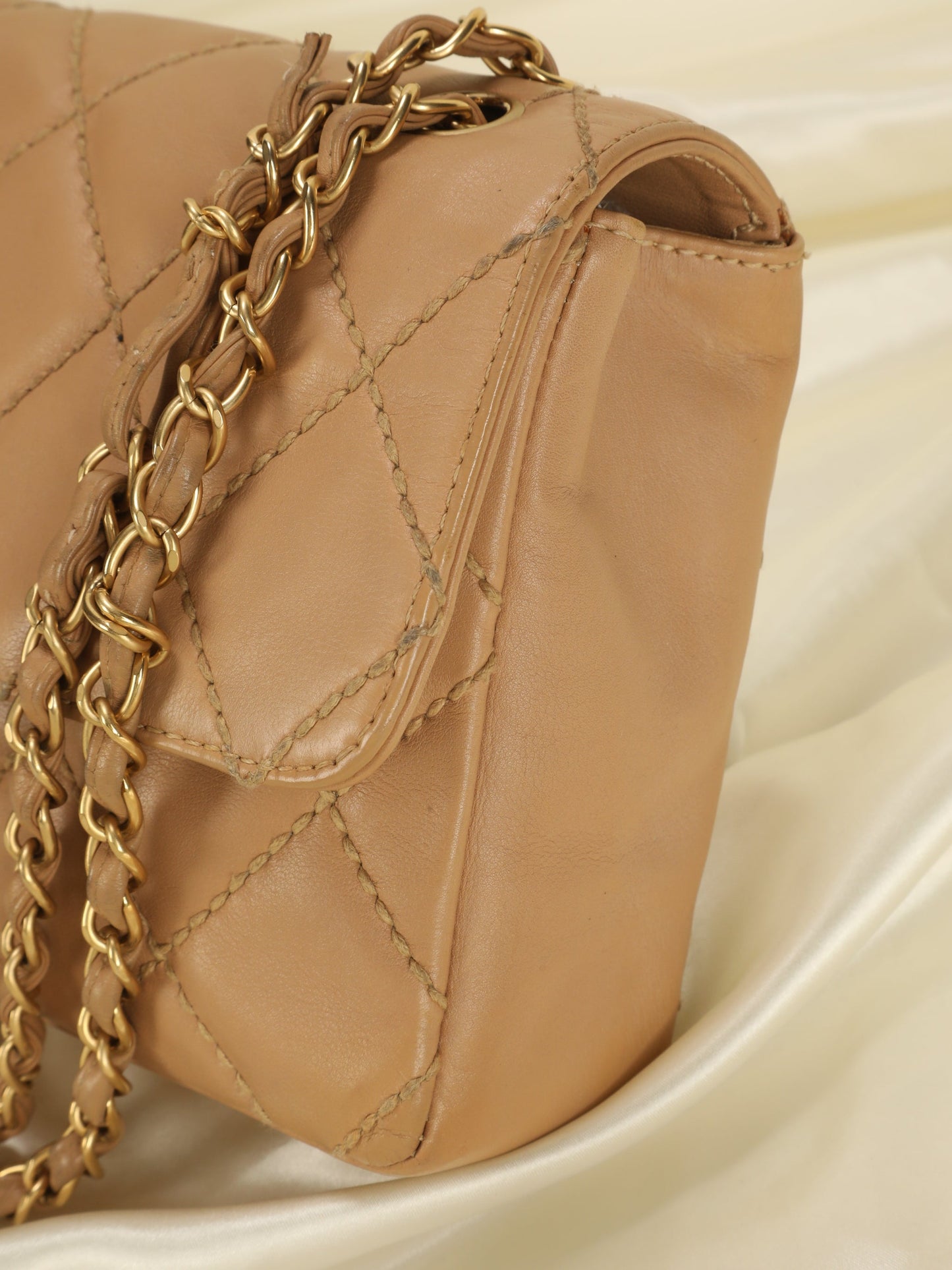Chanel Beige Stitch Flap Bag