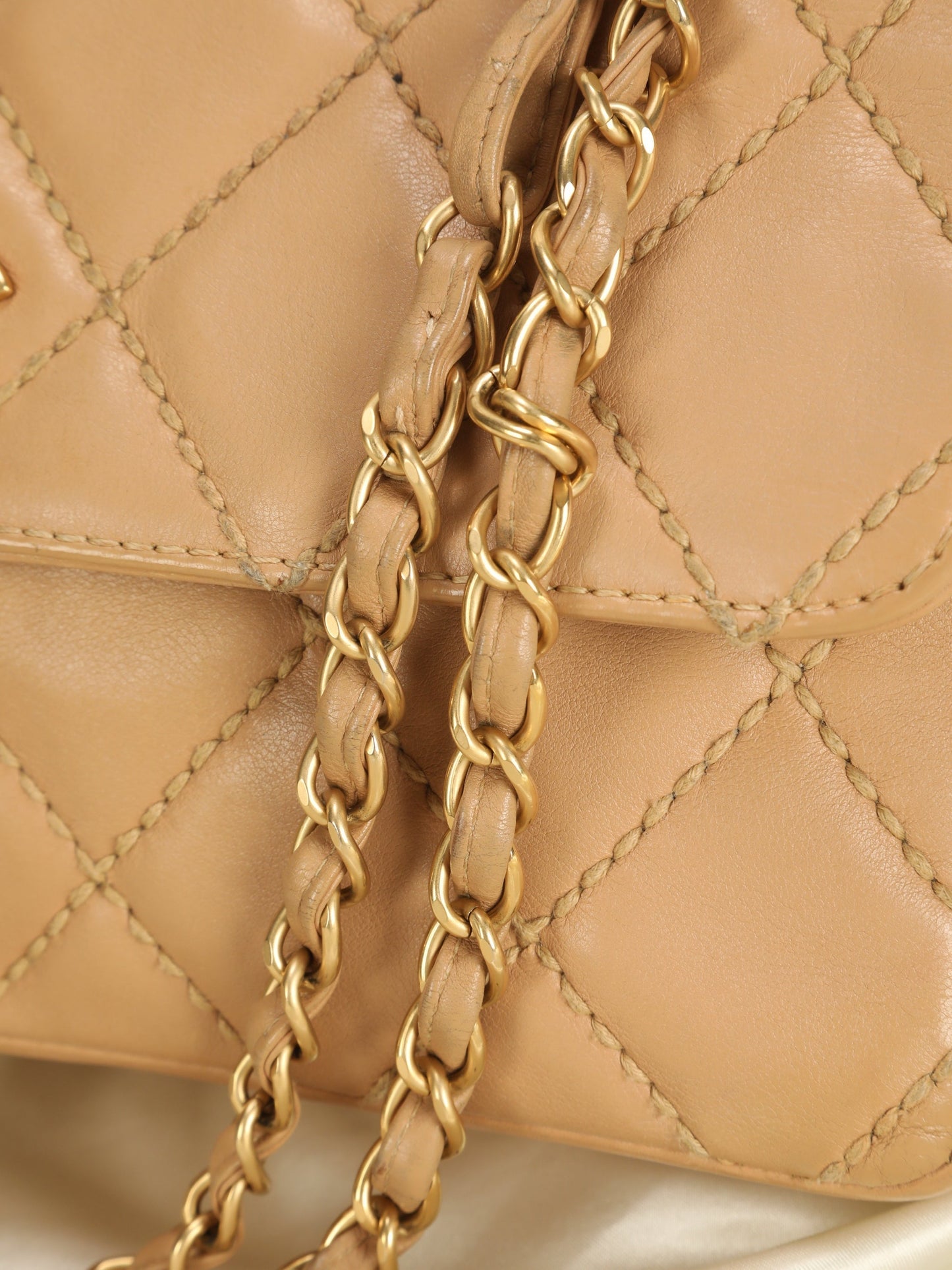 Chanel Beige Stitch Flap Bag