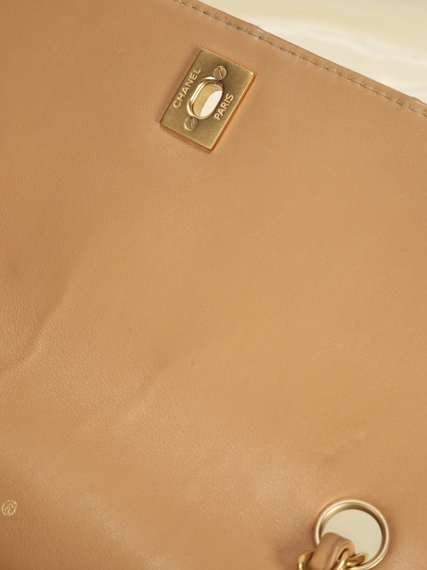 Chanel Beige Stitch Flap Bag