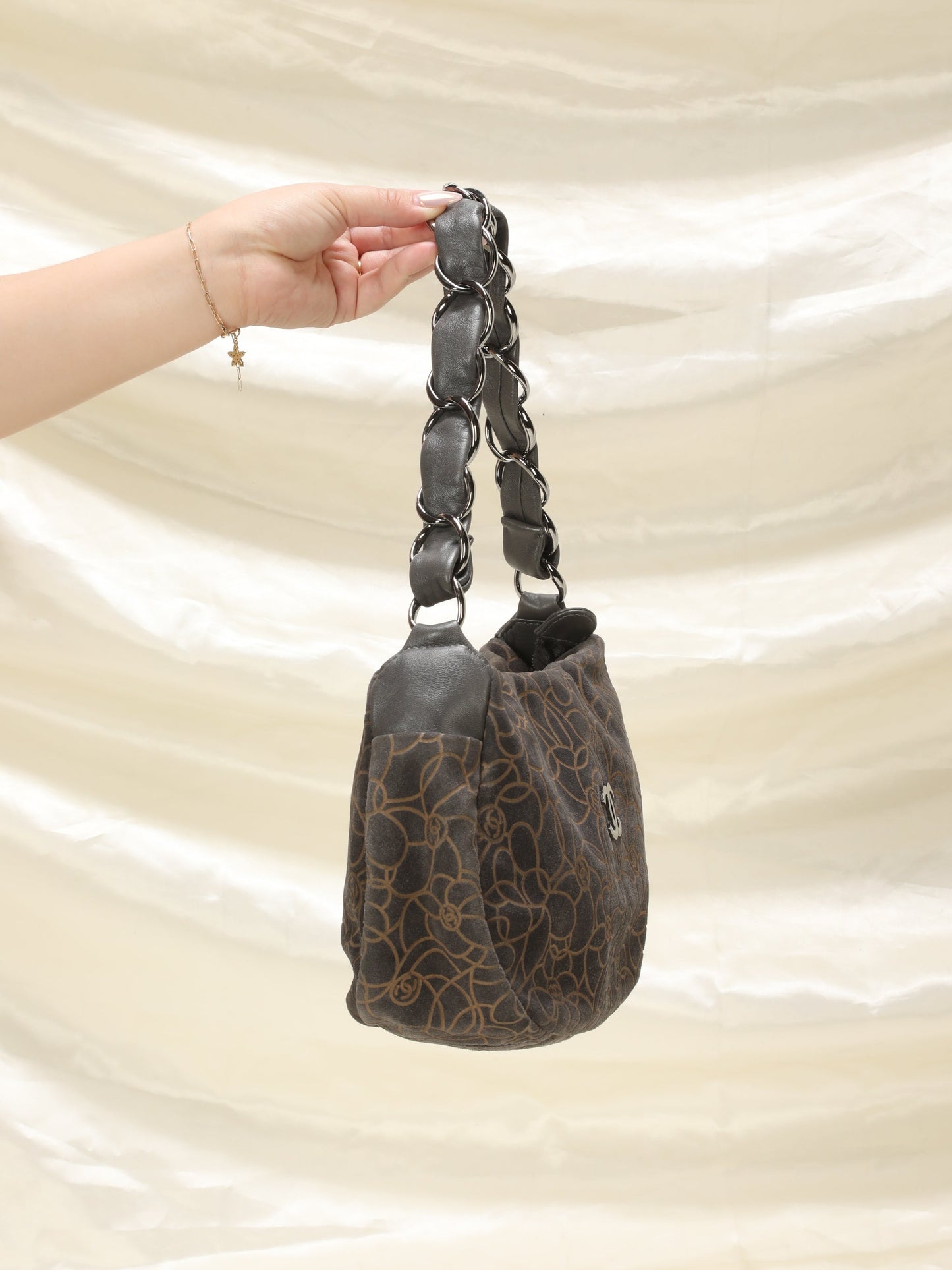 Chanel Camellia Suede Shoulder Bag