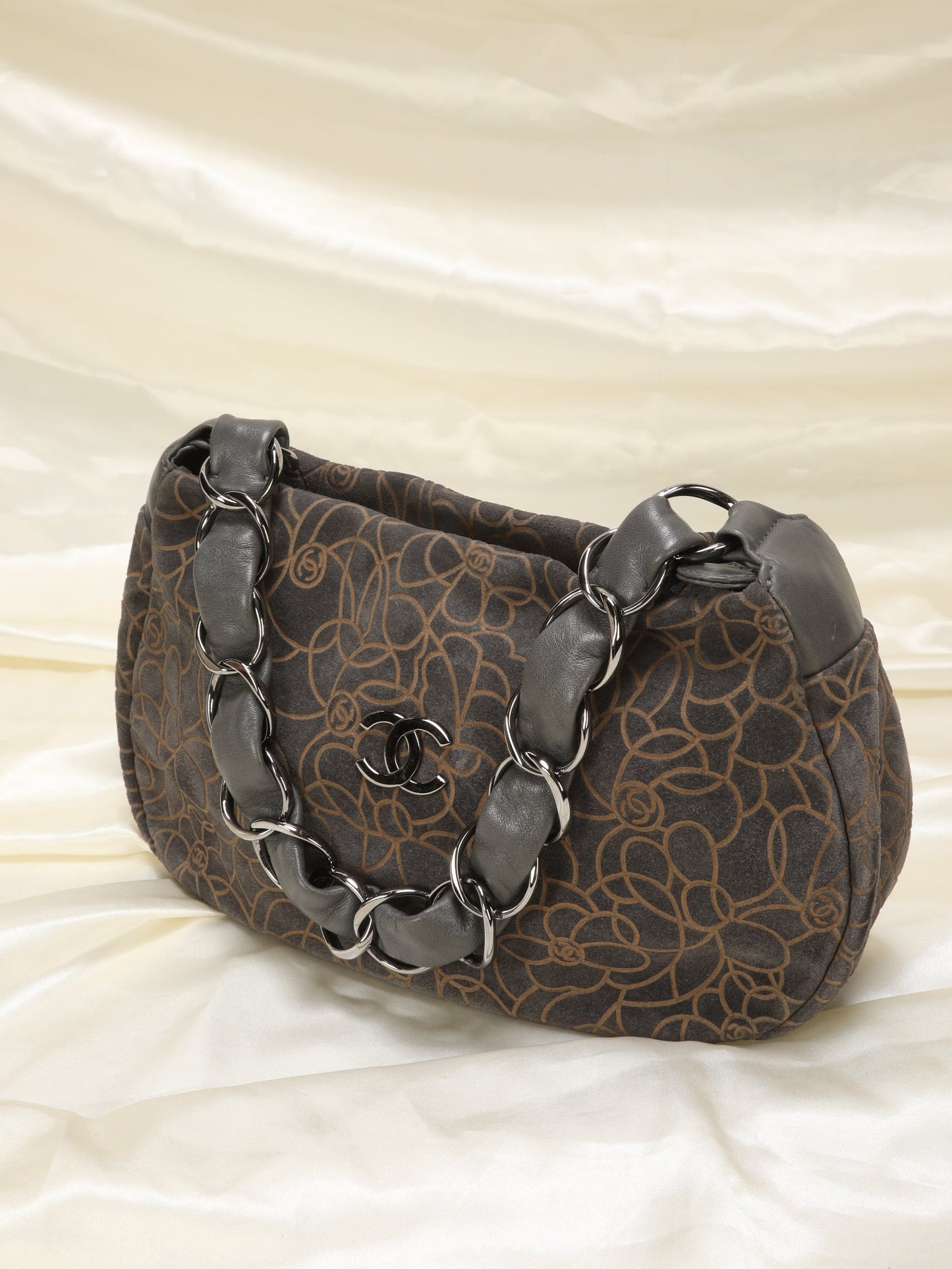 Chanel Camellia Suede Shoulder Bag