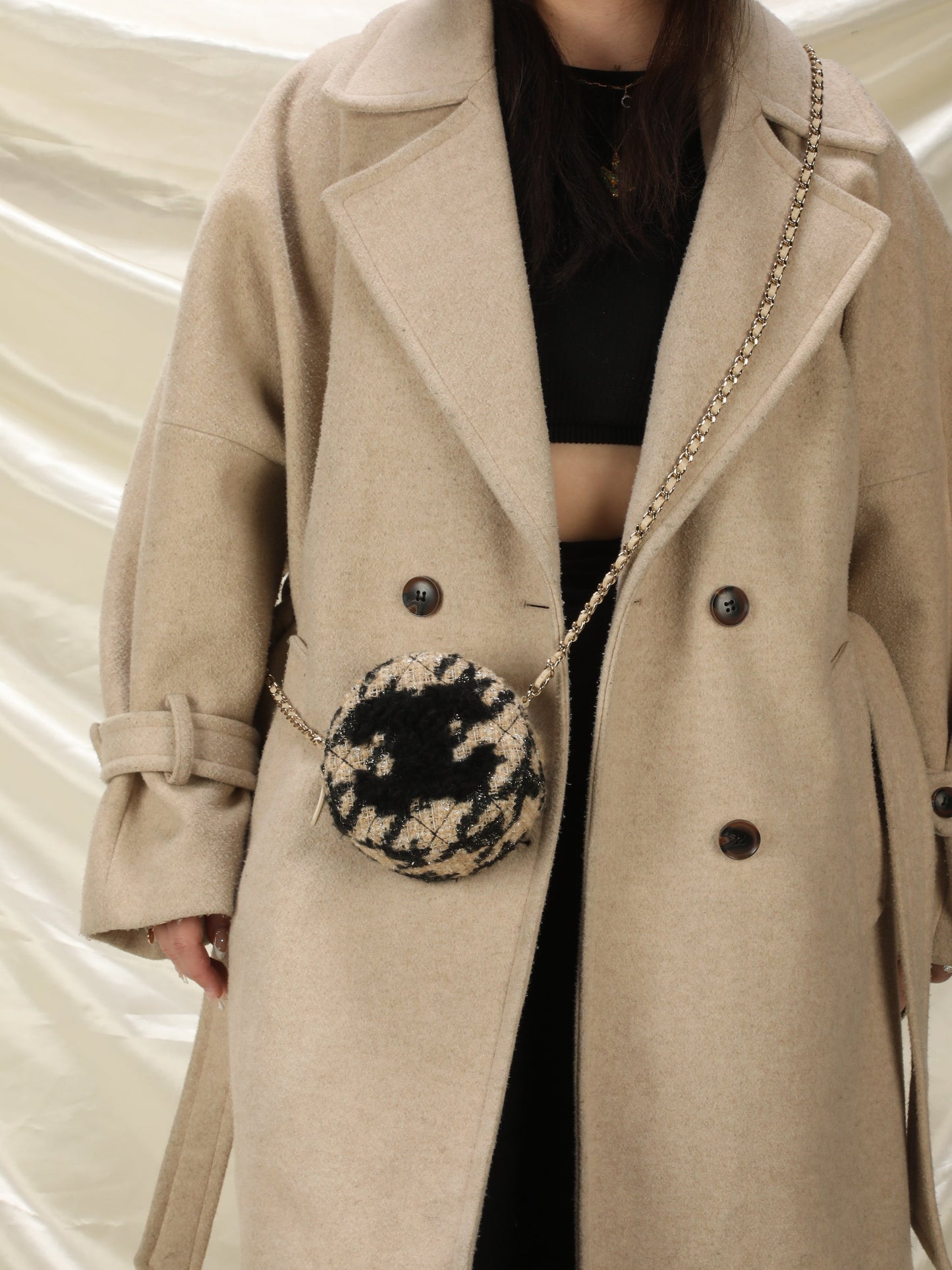Chanel Tweed Circle Crossbody and Pouch
