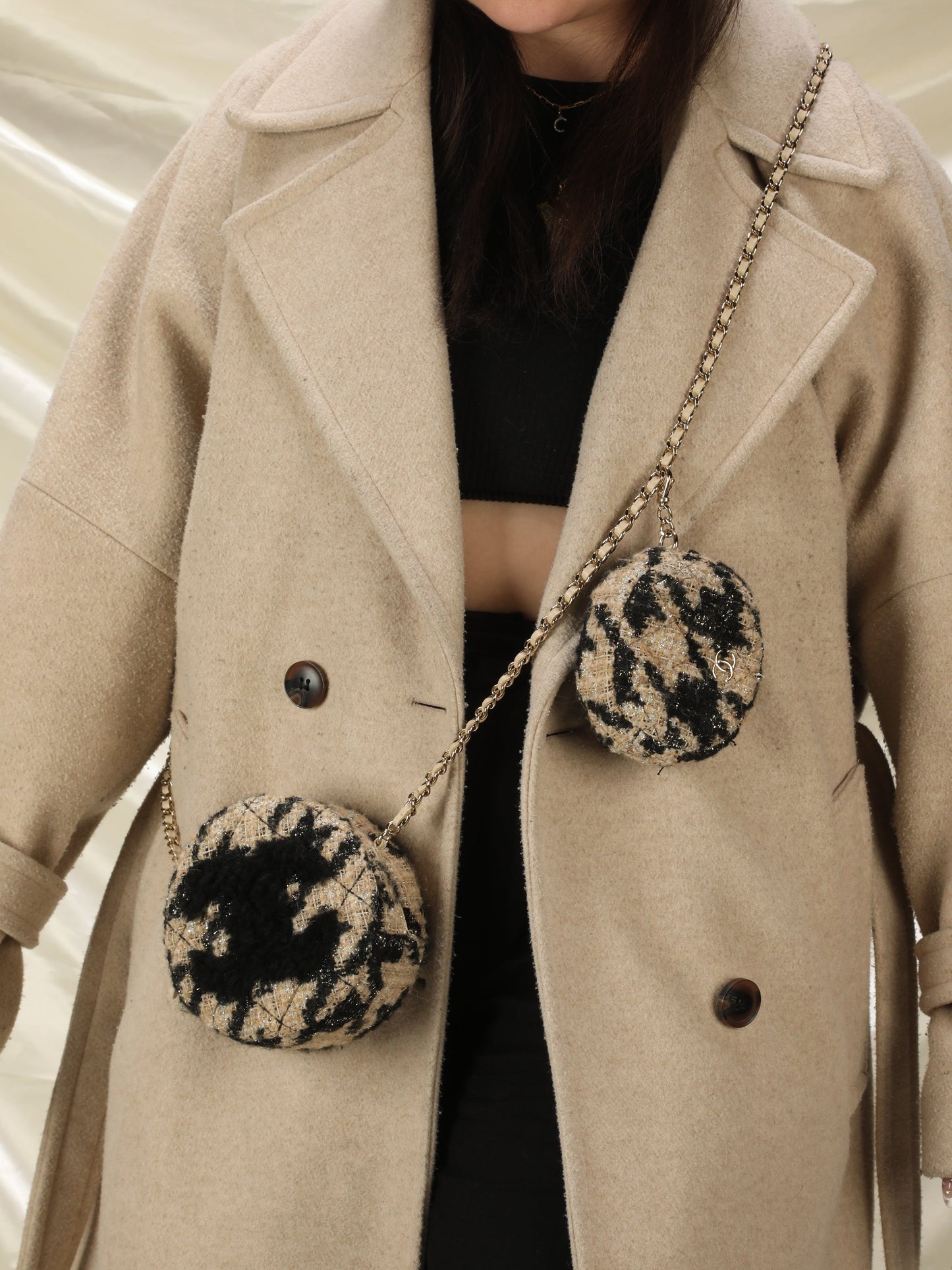 Chanel Tweed Circle Crossbody and Pouch