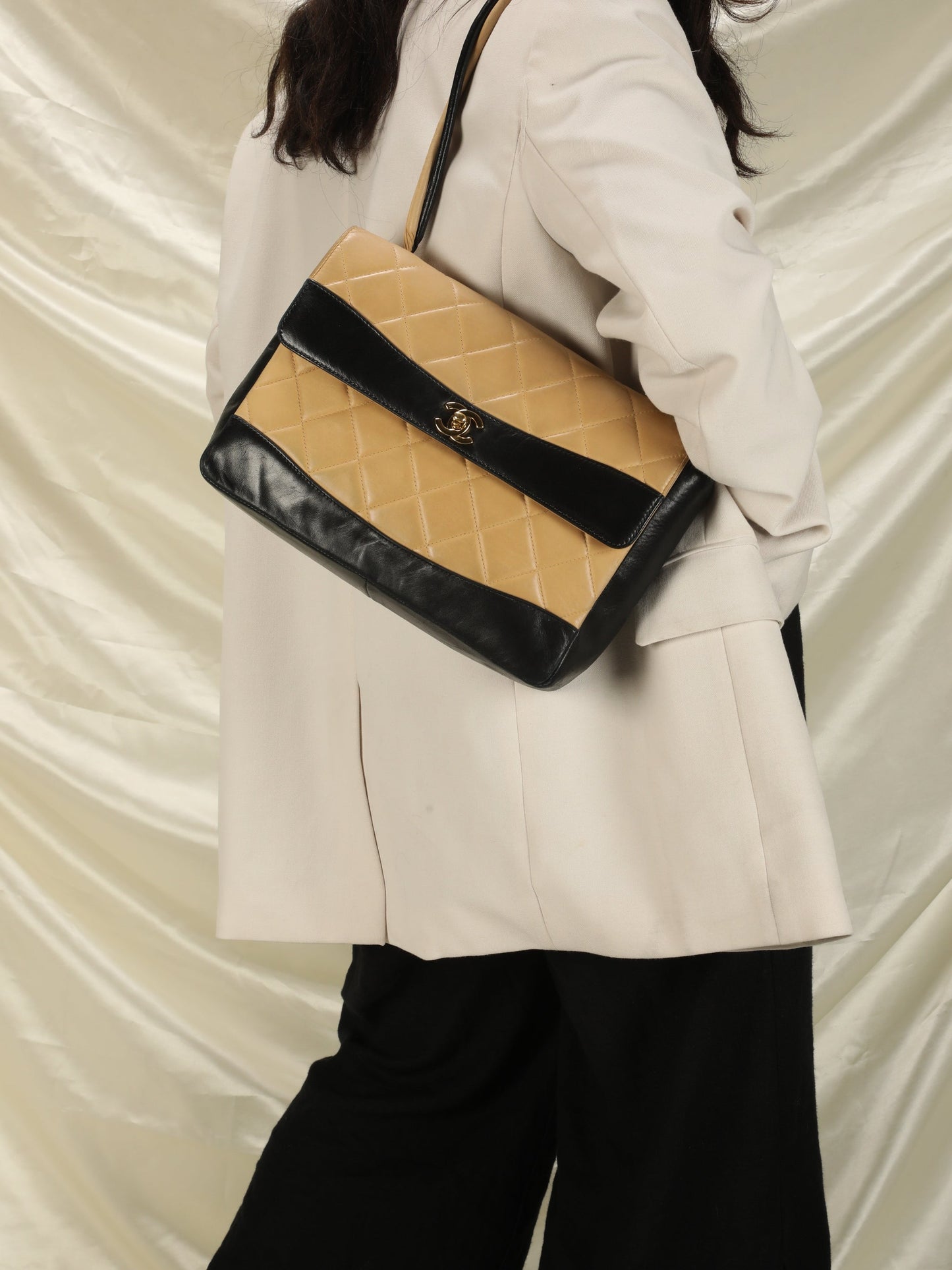 Chanel Bicolor Quilted Lambskin Shoulder Bag