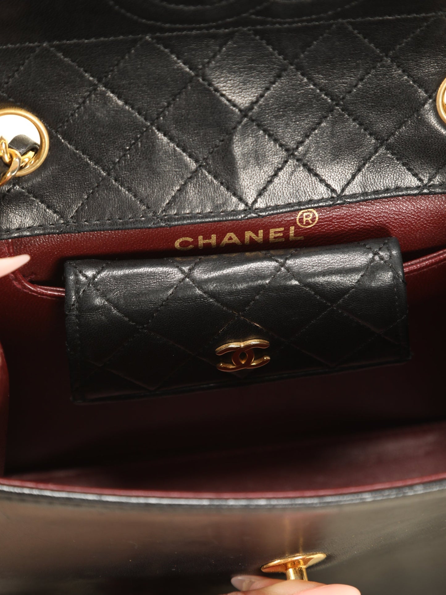 Extremely Rare Chanel Trapezoid Lambskin Bag with Wallet