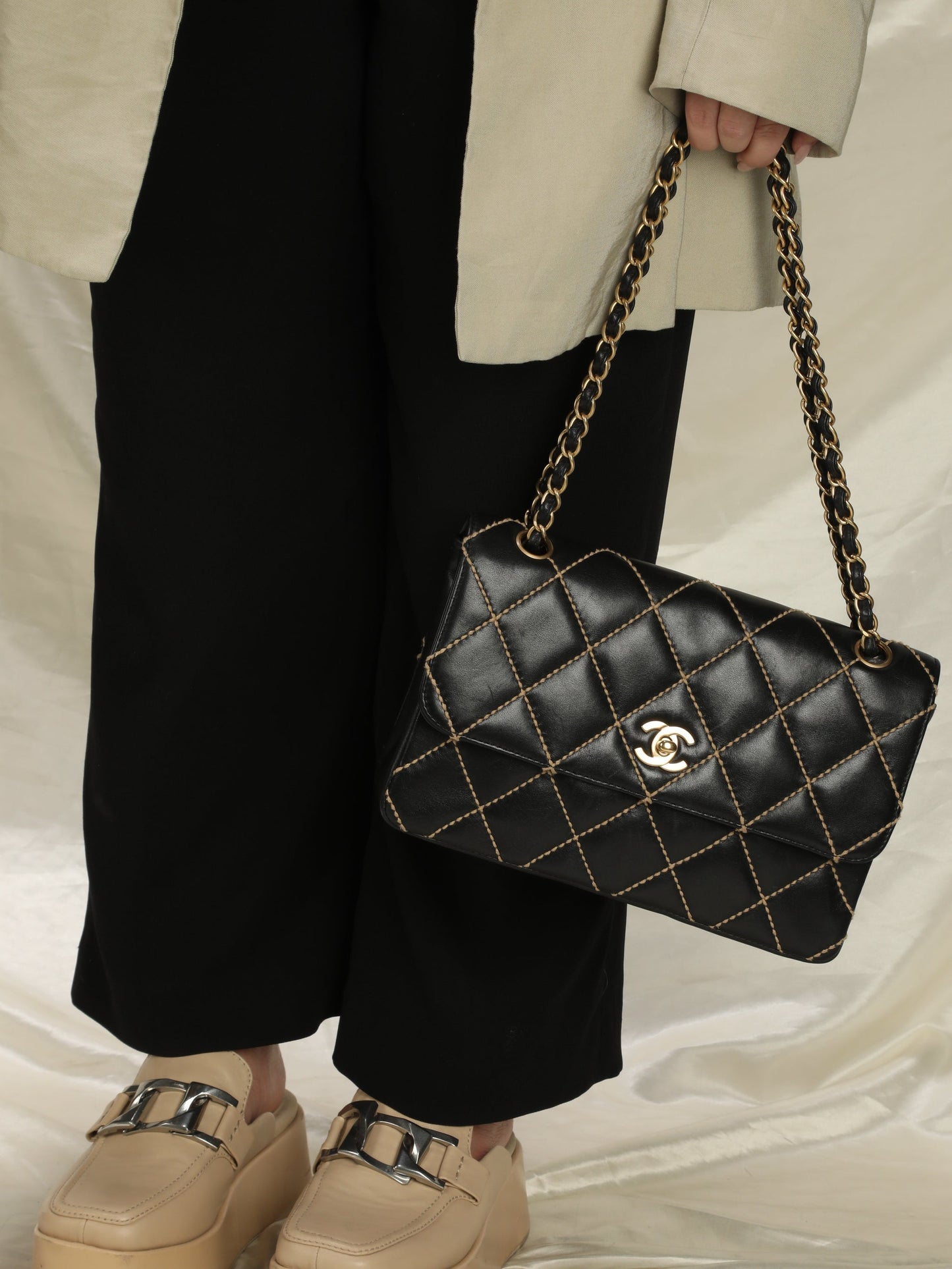 Chanel Calfskin Wild Stitch Flap Bag