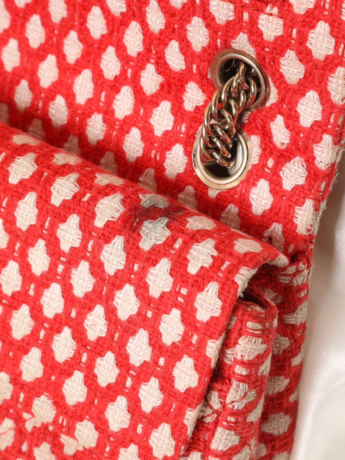 Chanel Red Tweed Double Flap Bag