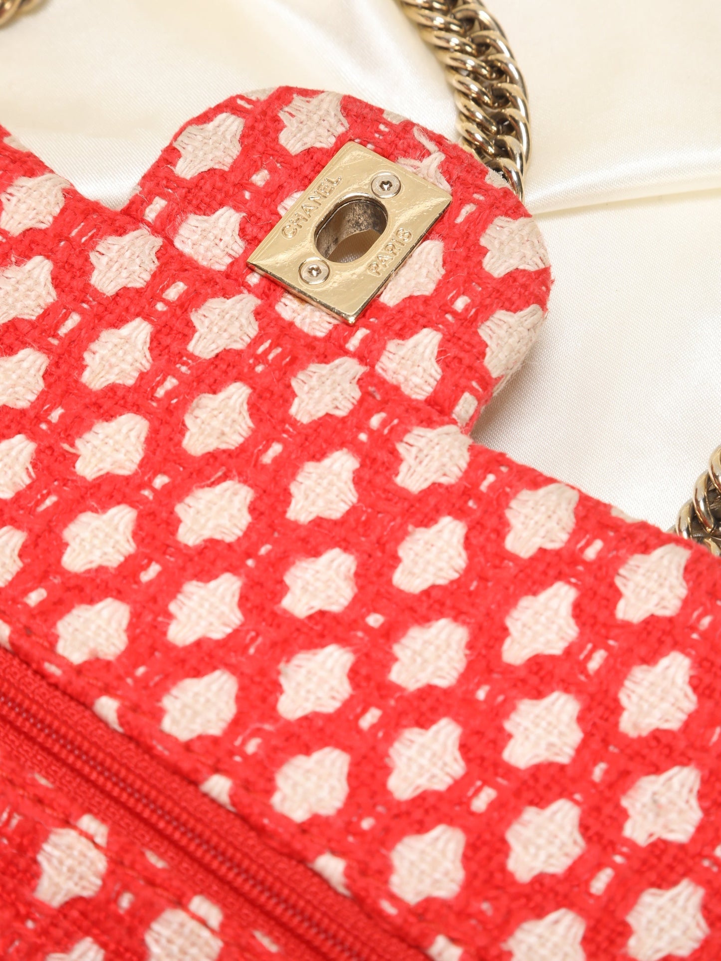 Chanel Red Tweed Double Flap Bag
