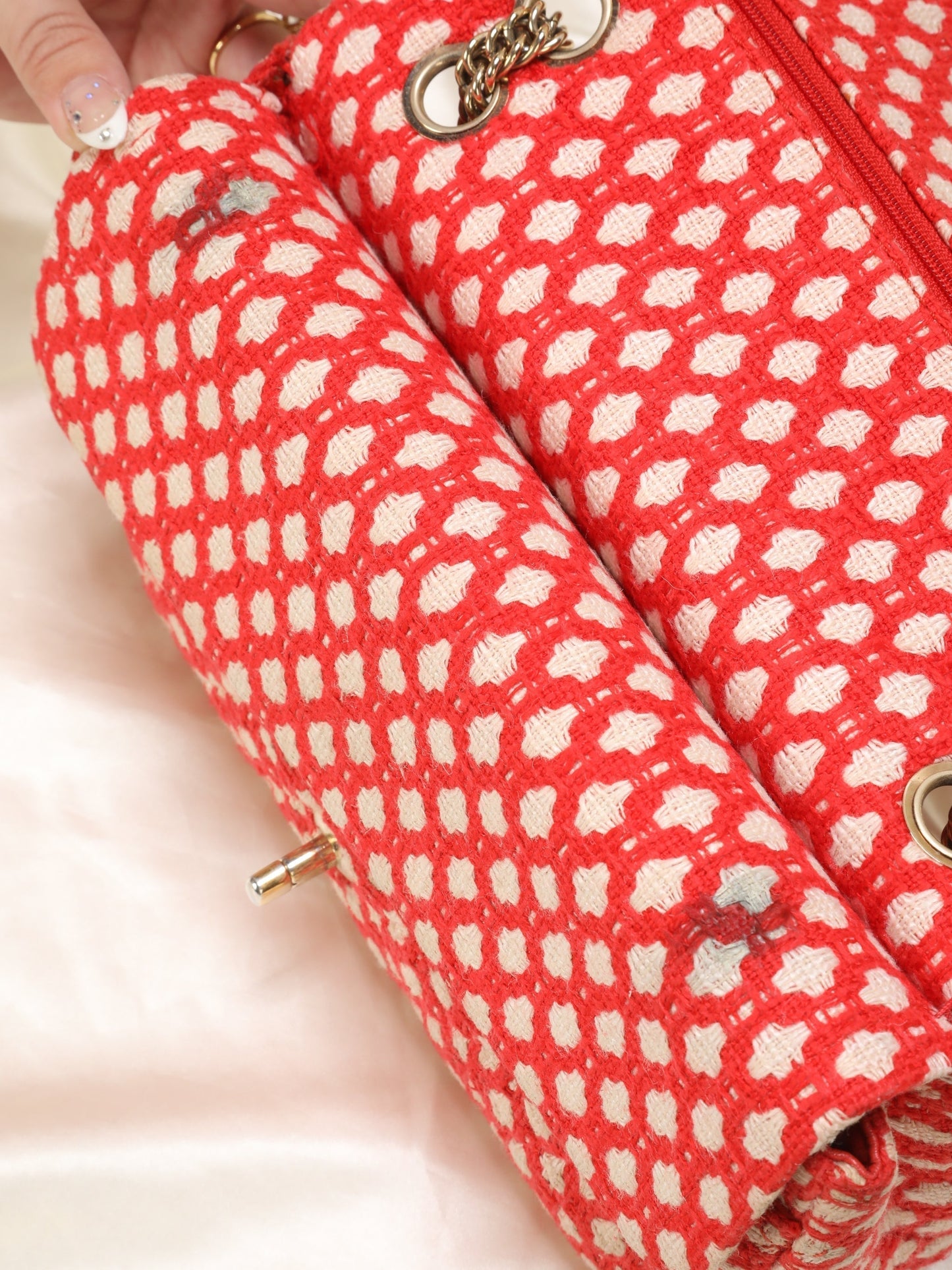 Chanel Red Tweed Double Flap Bag