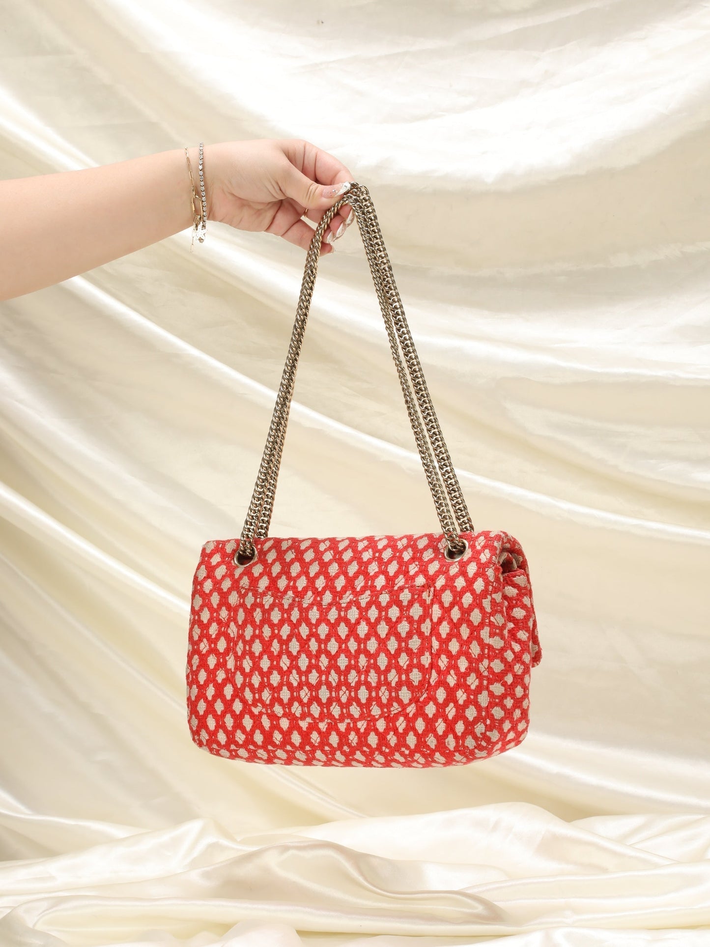 Chanel Red Tweed Double Flap Bag