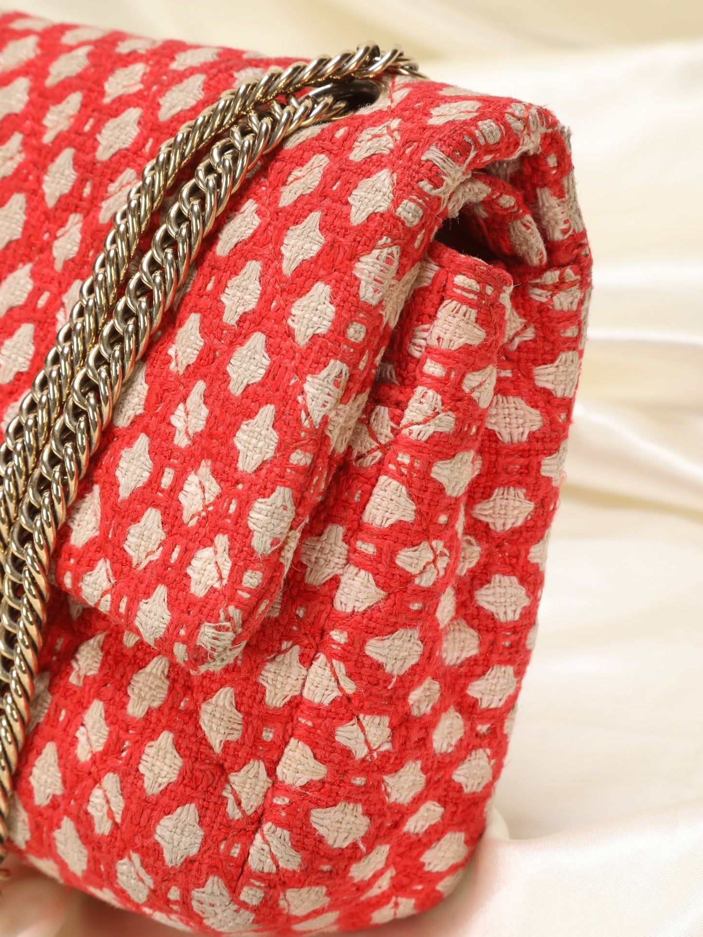 Chanel Red Tweed Double Flap Bag