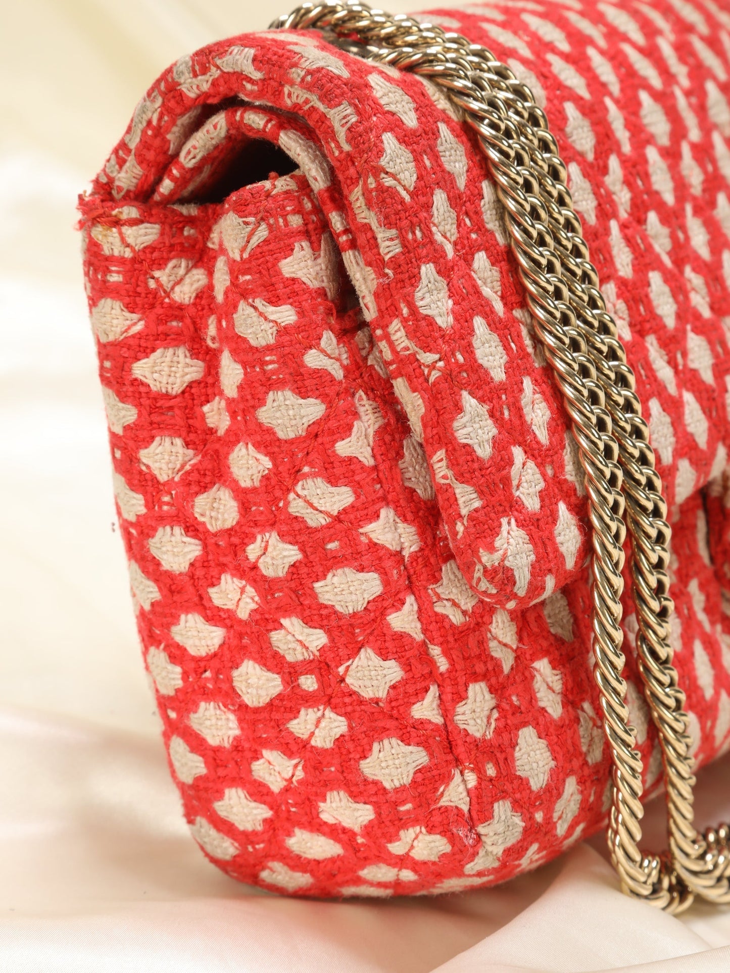 Chanel Red Tweed Double Flap Bag