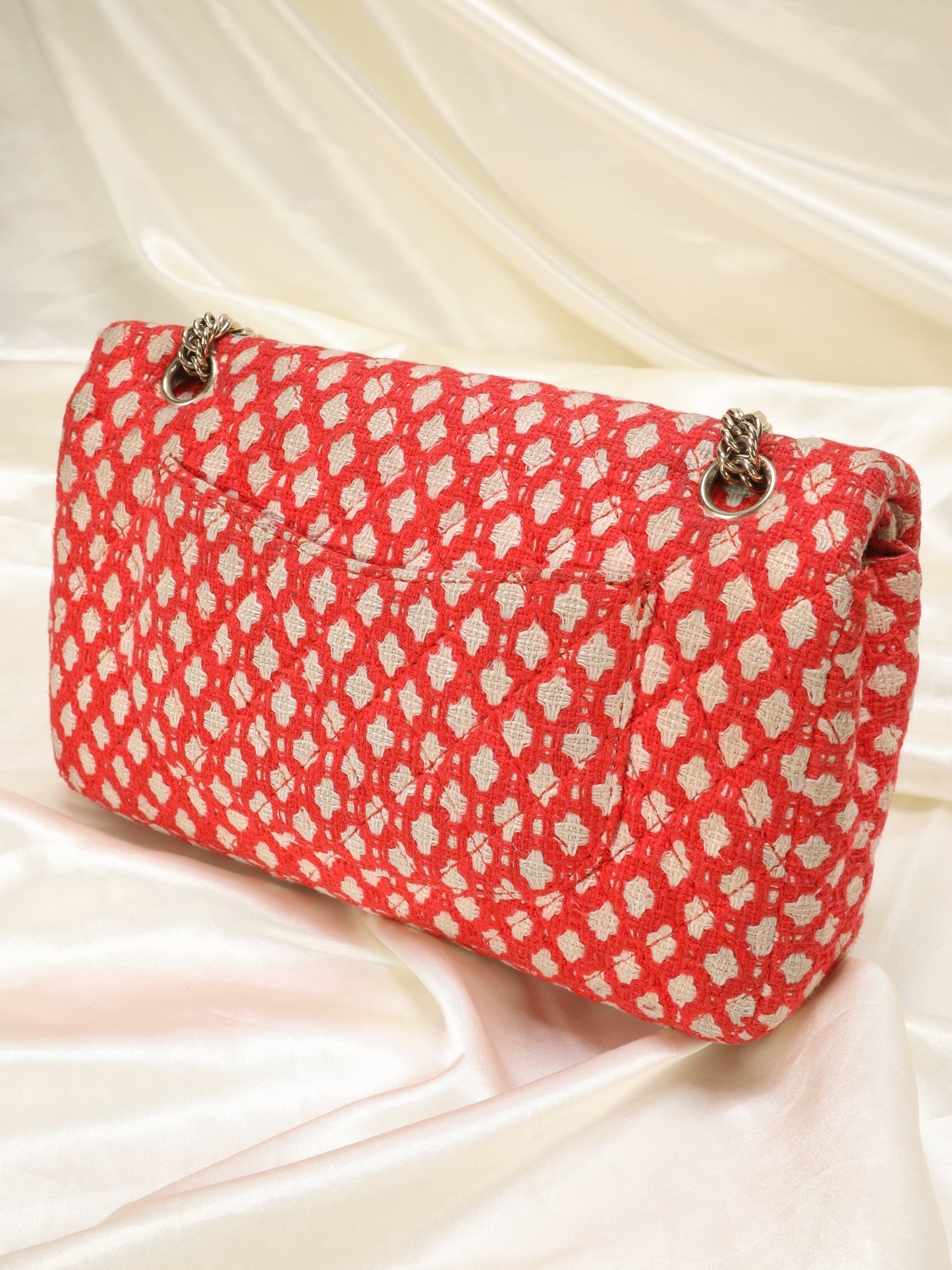 Chanel Red Tweed Double Flap Bag
